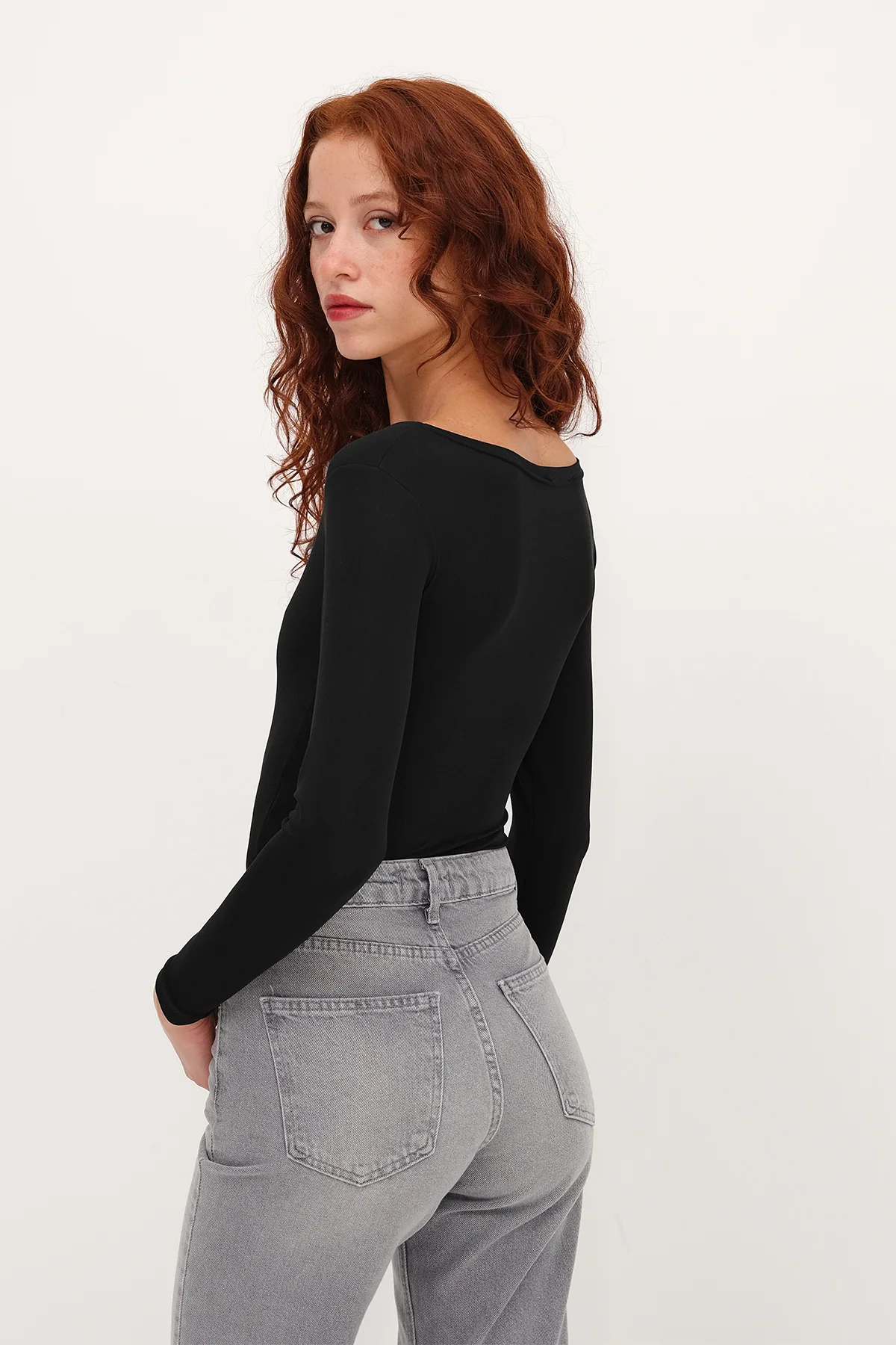 Basic U-neck Long Sleeve Bodysuit - Image 11