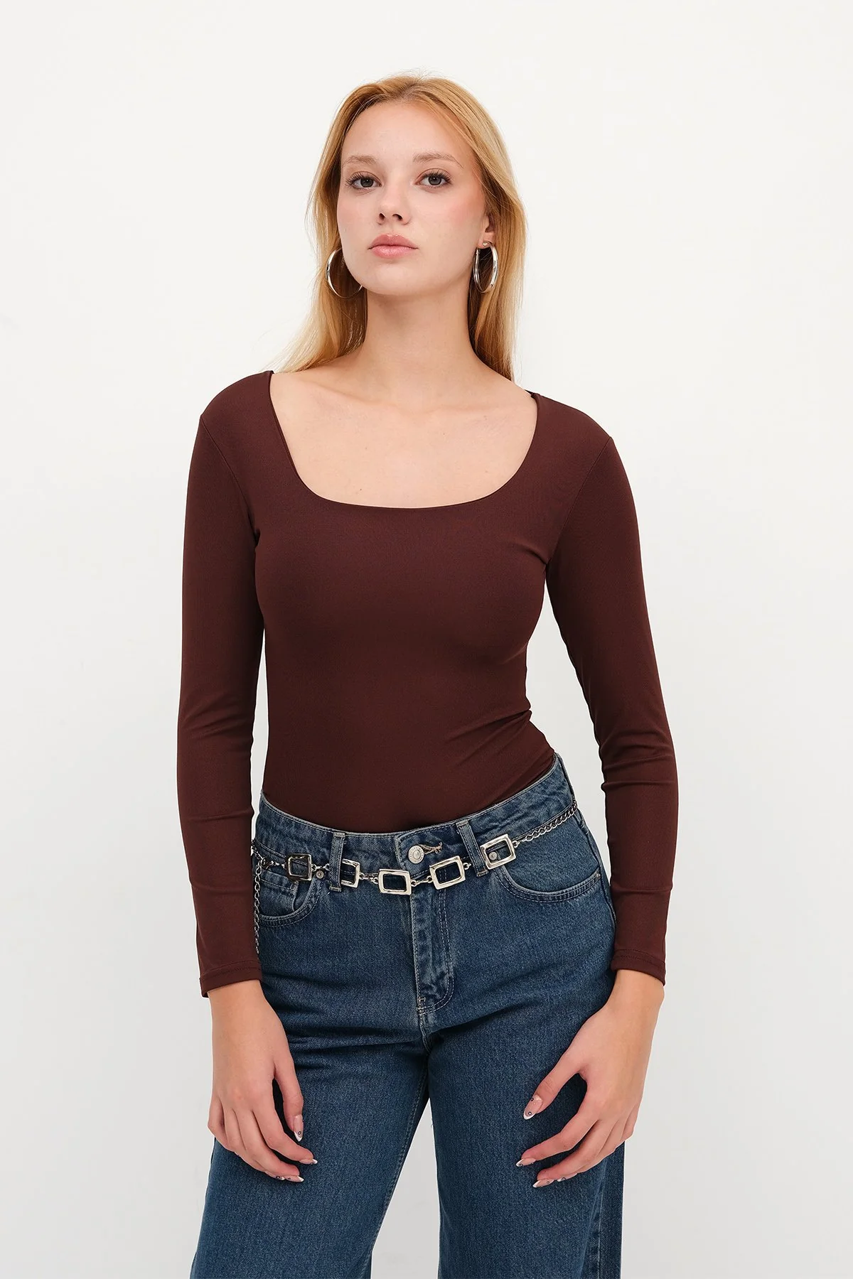 Basic U-neck Long Sleeve Bodysuit - Image 33