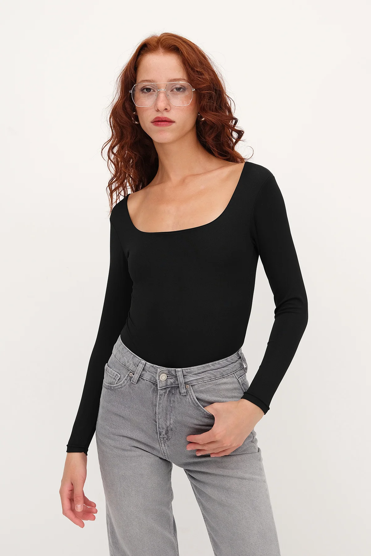 Basic U-neck Long Sleeve Bodysuit - Image 7
