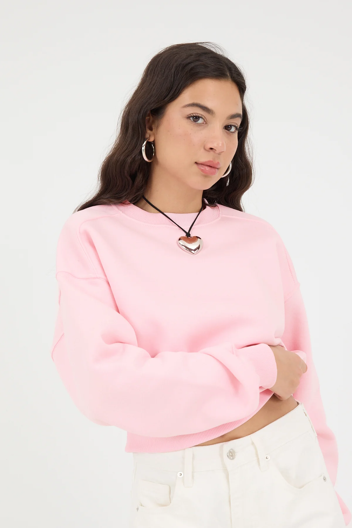 Brushed Crew Neck Basic Sweatshirt - Image 17
