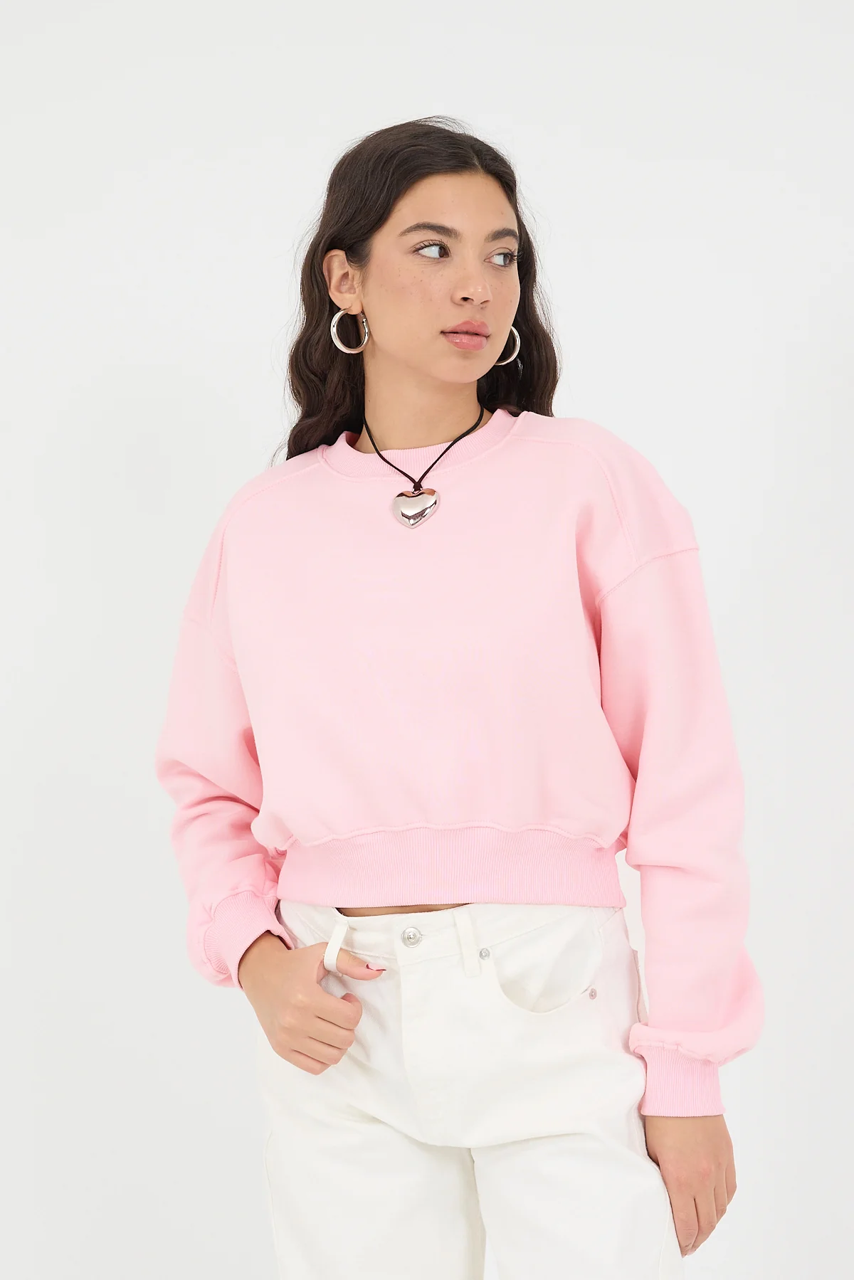 Brushed Crew Neck Basic Sweatshirt - Image 18