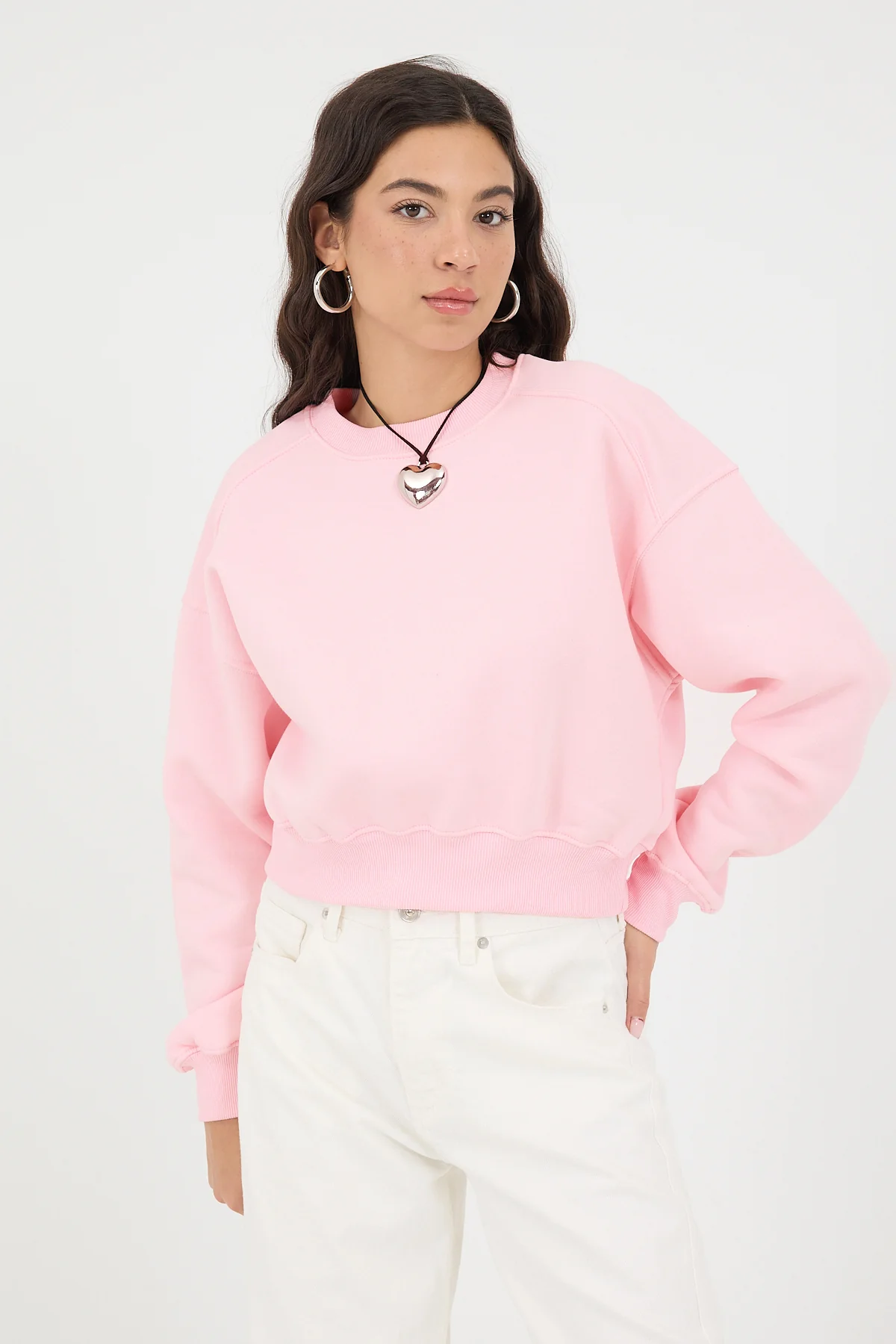 Brushed Crew Neck Basic Sweatshirt - Image 20