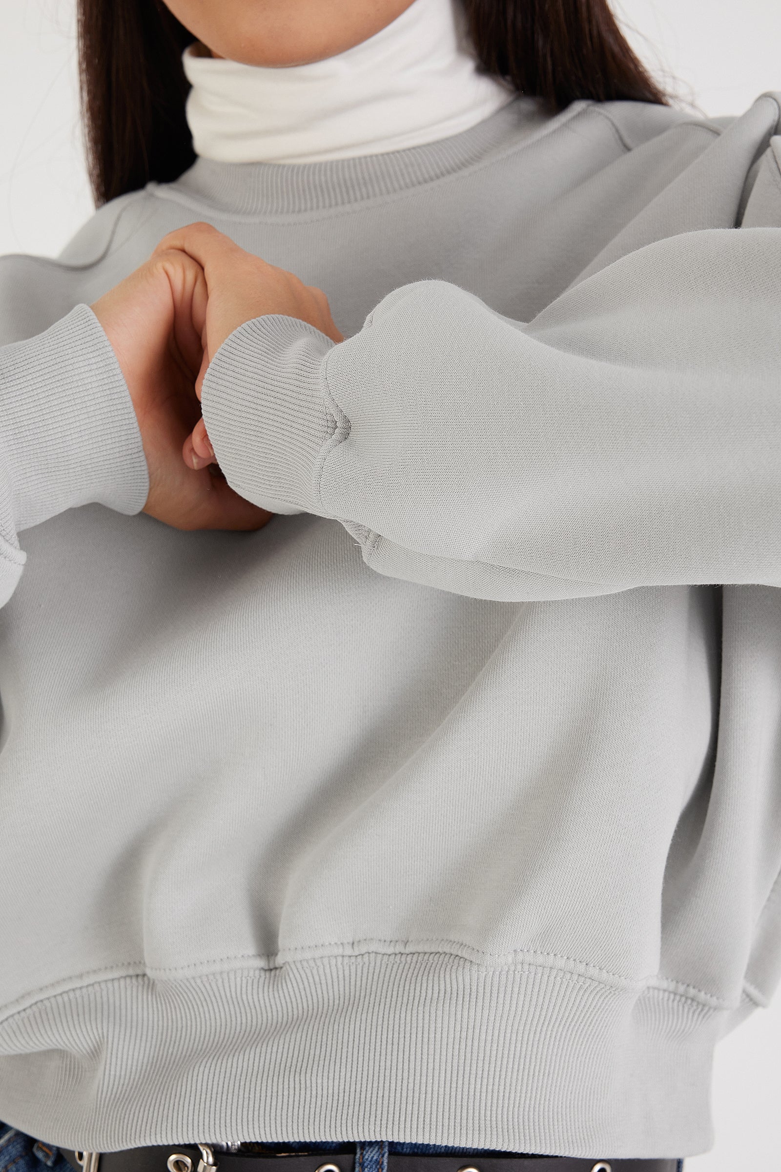 Brushed Crew Neck Basic Sweatshirt - Image 25