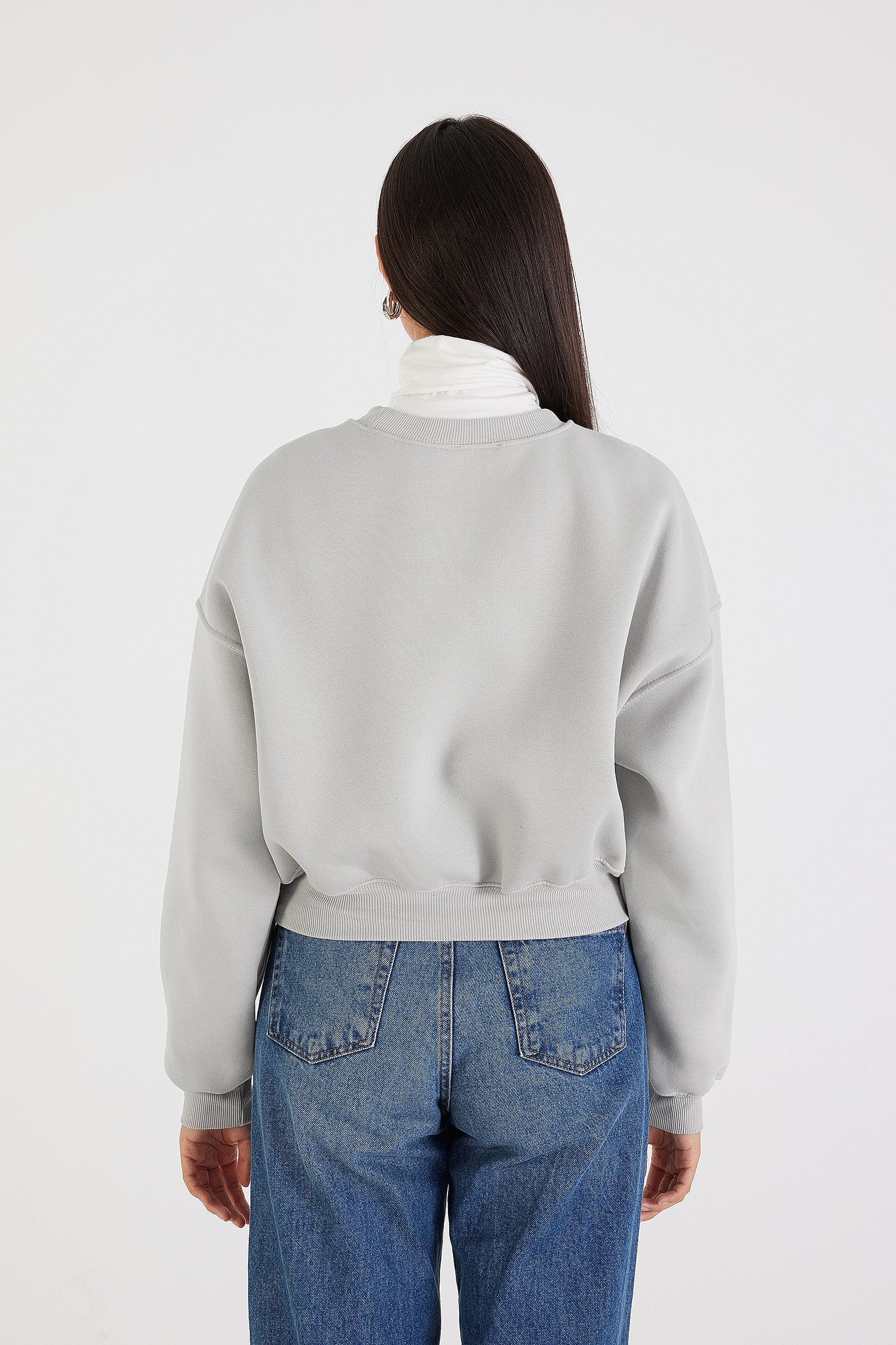 Brushed Crew Neck Basic Sweatshirt - Image 27