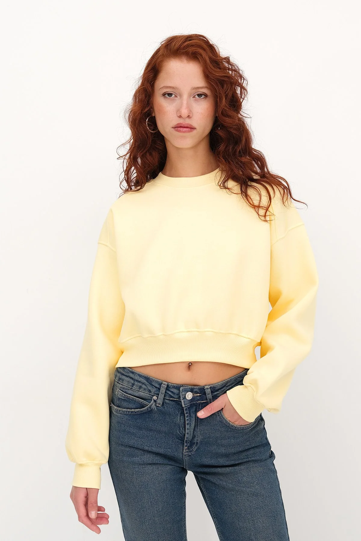 Brushed Crew Neck Basic Sweatshirt - Image 29