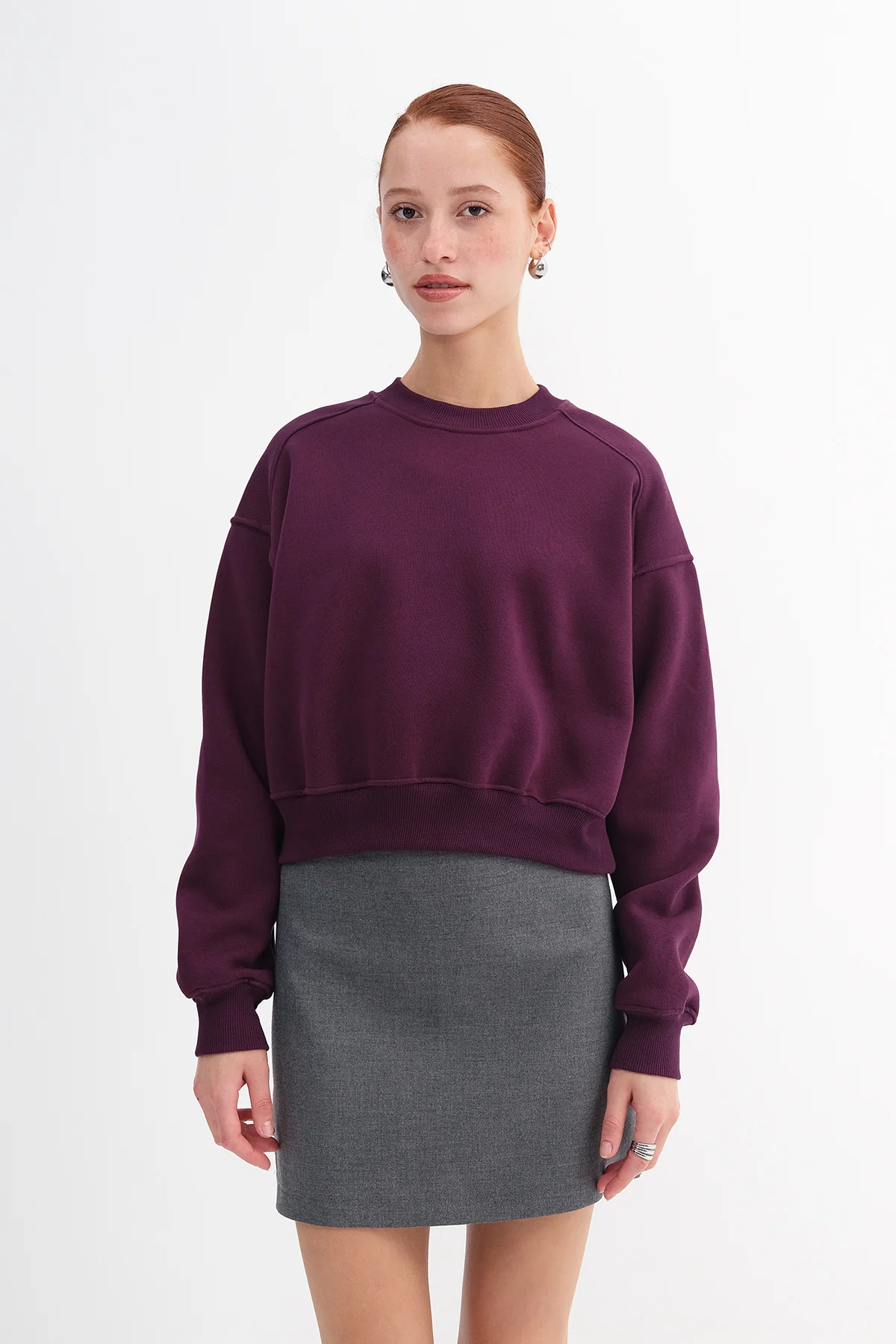 Brushed Crew Neck Basic Sweatshirt - Image 3
