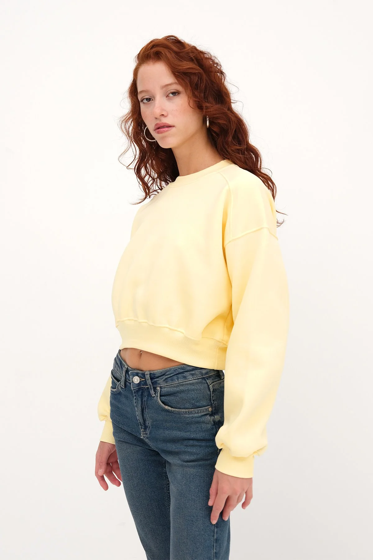 Brushed Crew Neck Basic Sweatshirt - Image 32