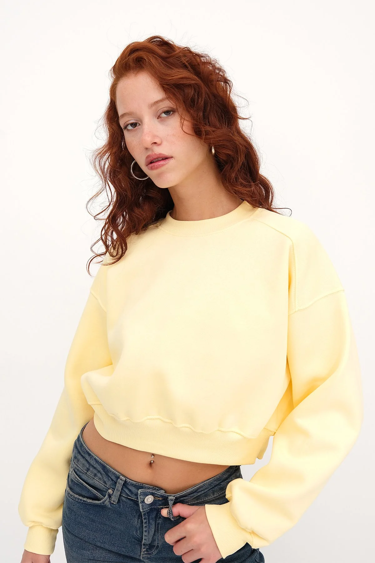Brushed Crew Neck Basic Sweatshirt - Image 33