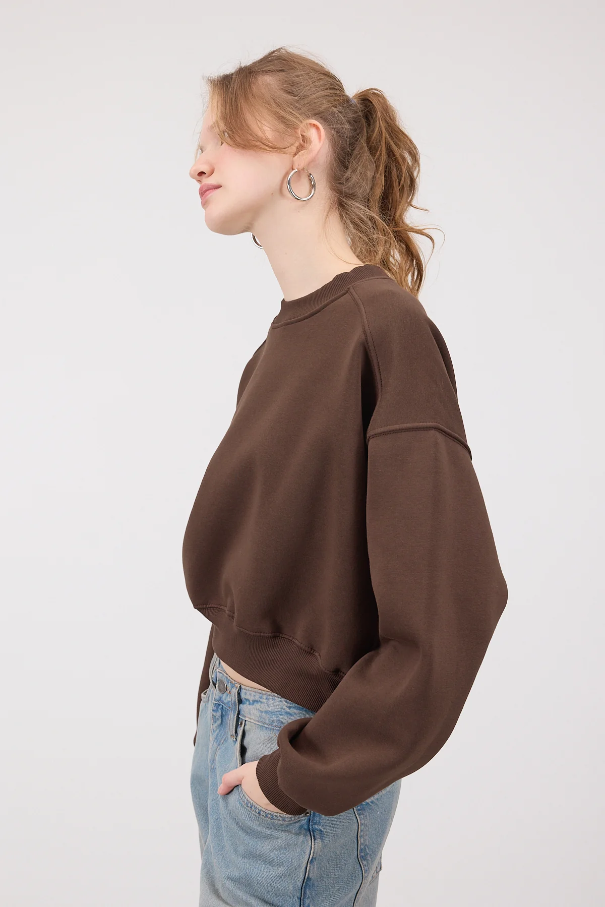 Brushed Crew Neck Basic Sweatshirt - Image 4