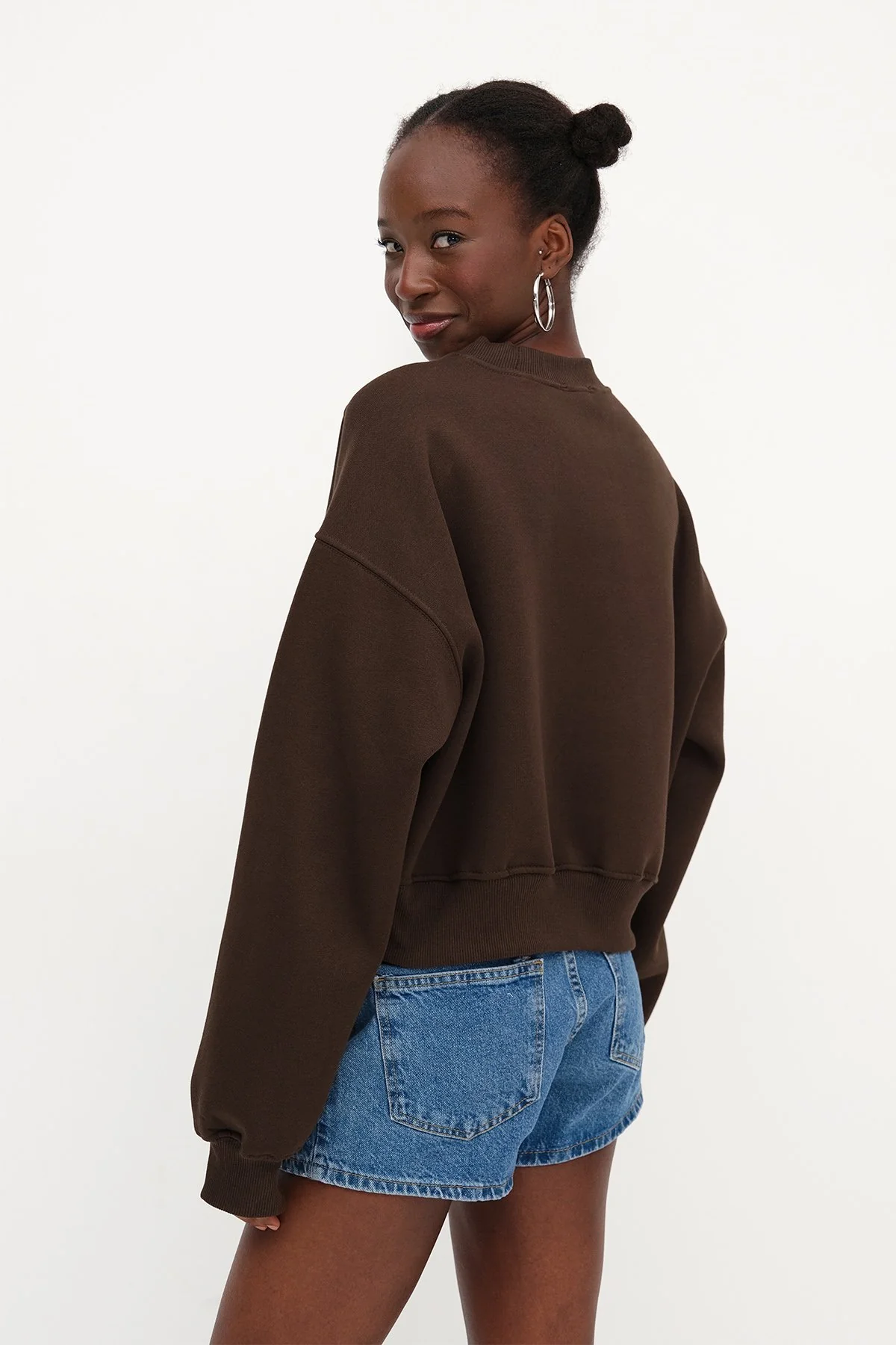 Brushed Crew Neck Basic Sweatshirt - Image 40