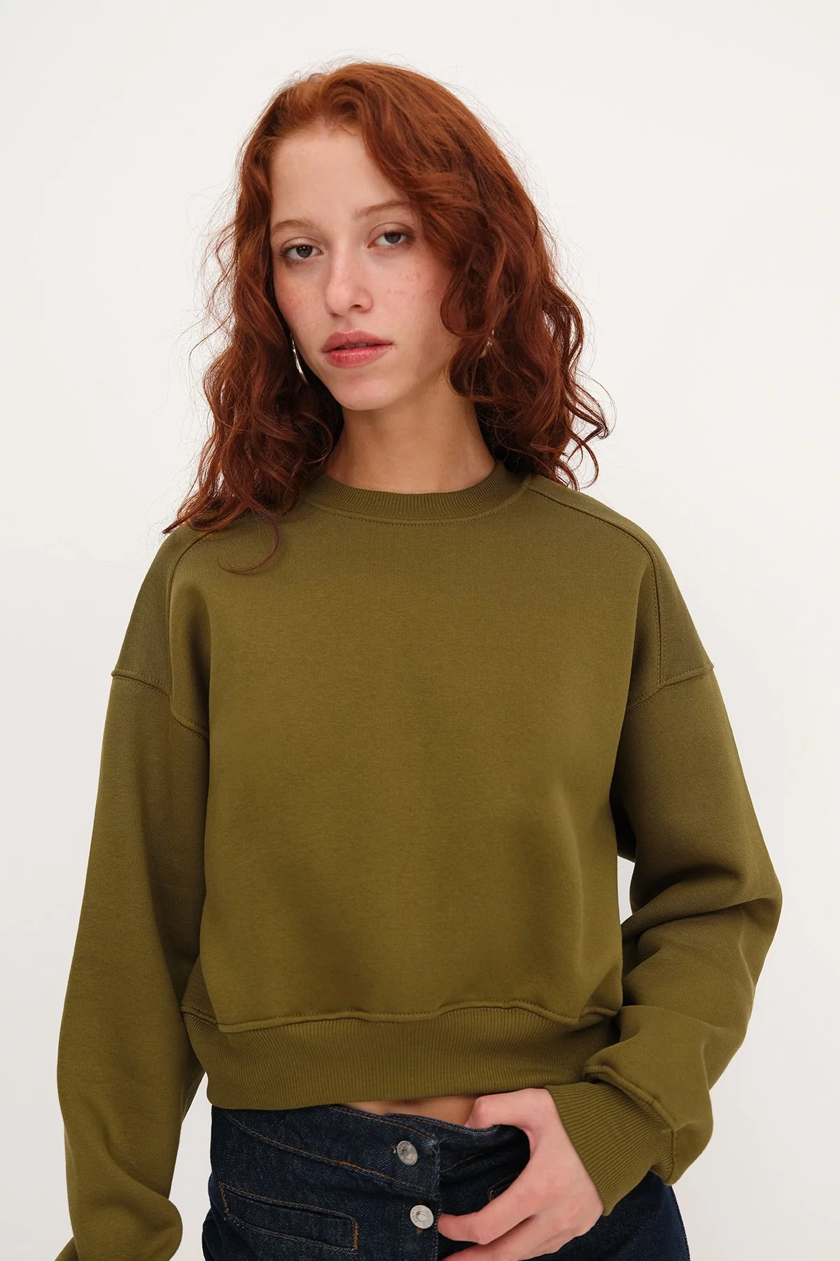 Brushed Crew Neck Basic Sweatshirt - Image 42