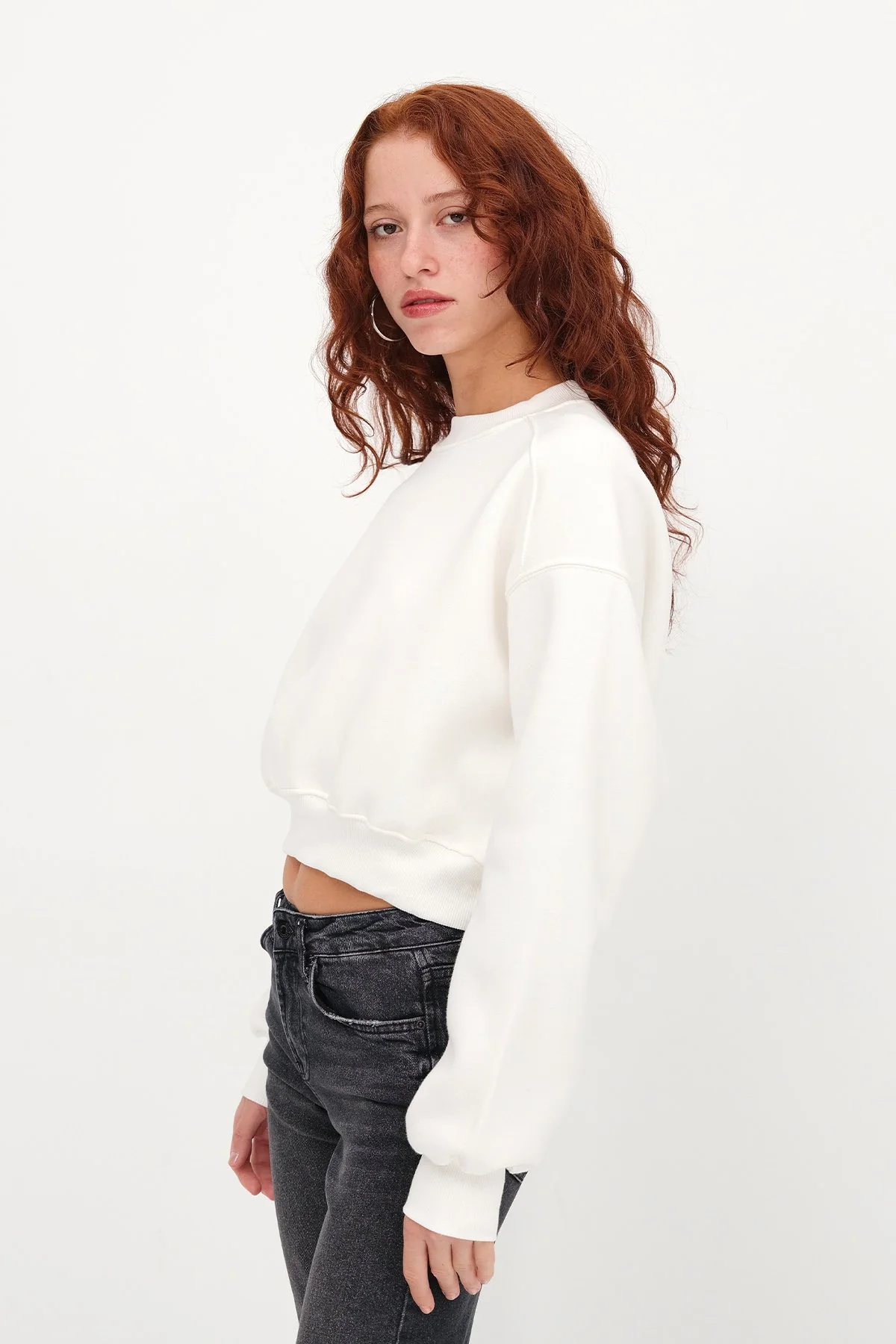 Brushed Crew Neck Basic Sweatshirt - Image 48