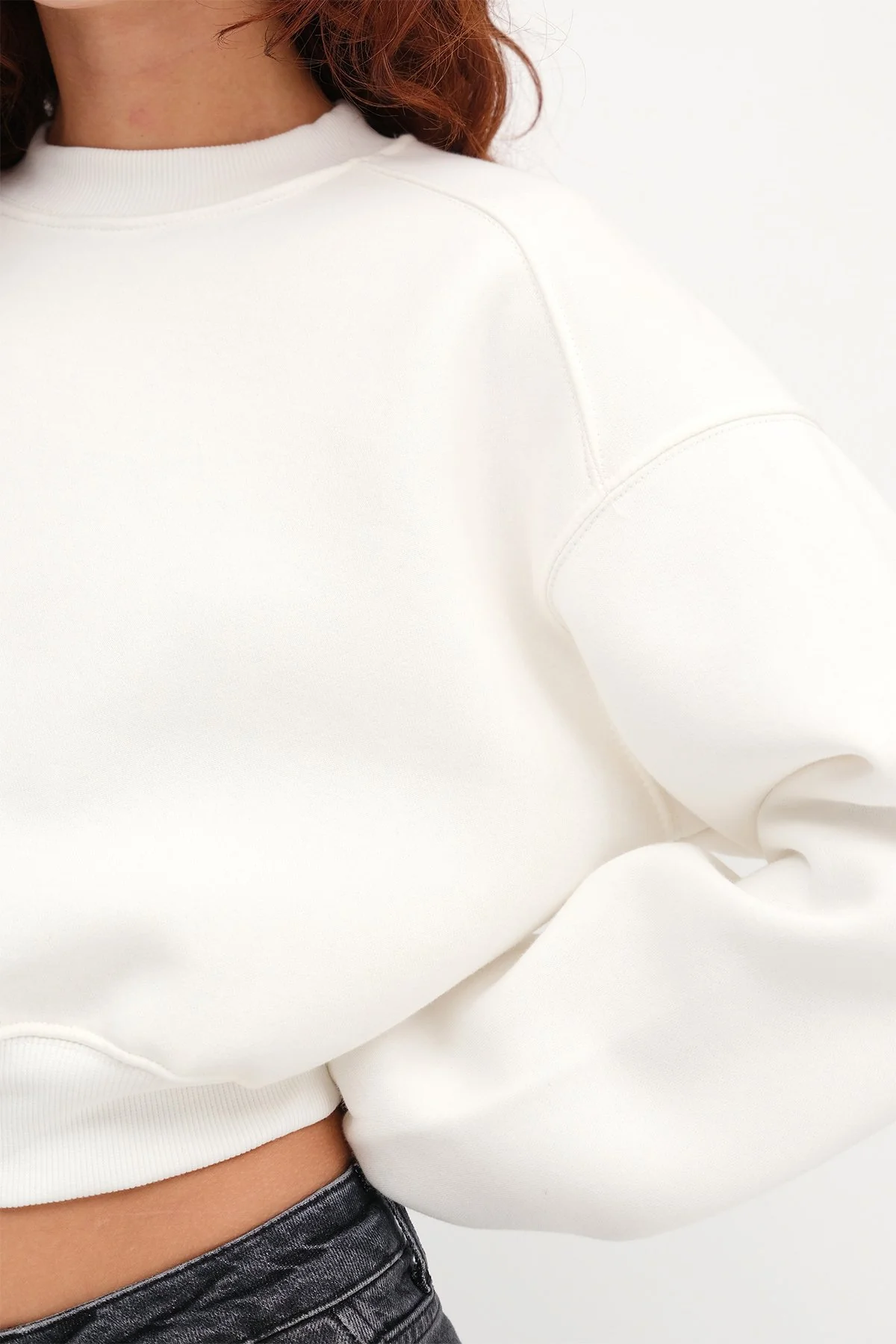 Brushed Crew Neck Basic Sweatshirt - Image 49