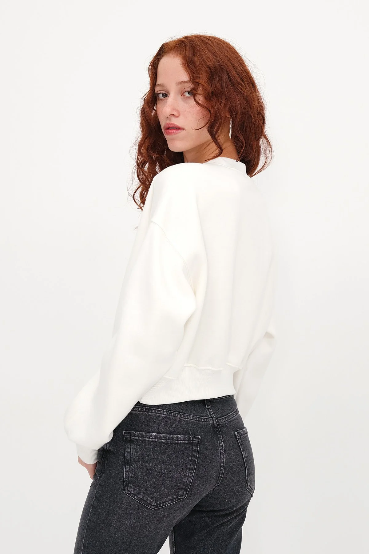 Brushed Crew Neck Basic Sweatshirt - Image 50