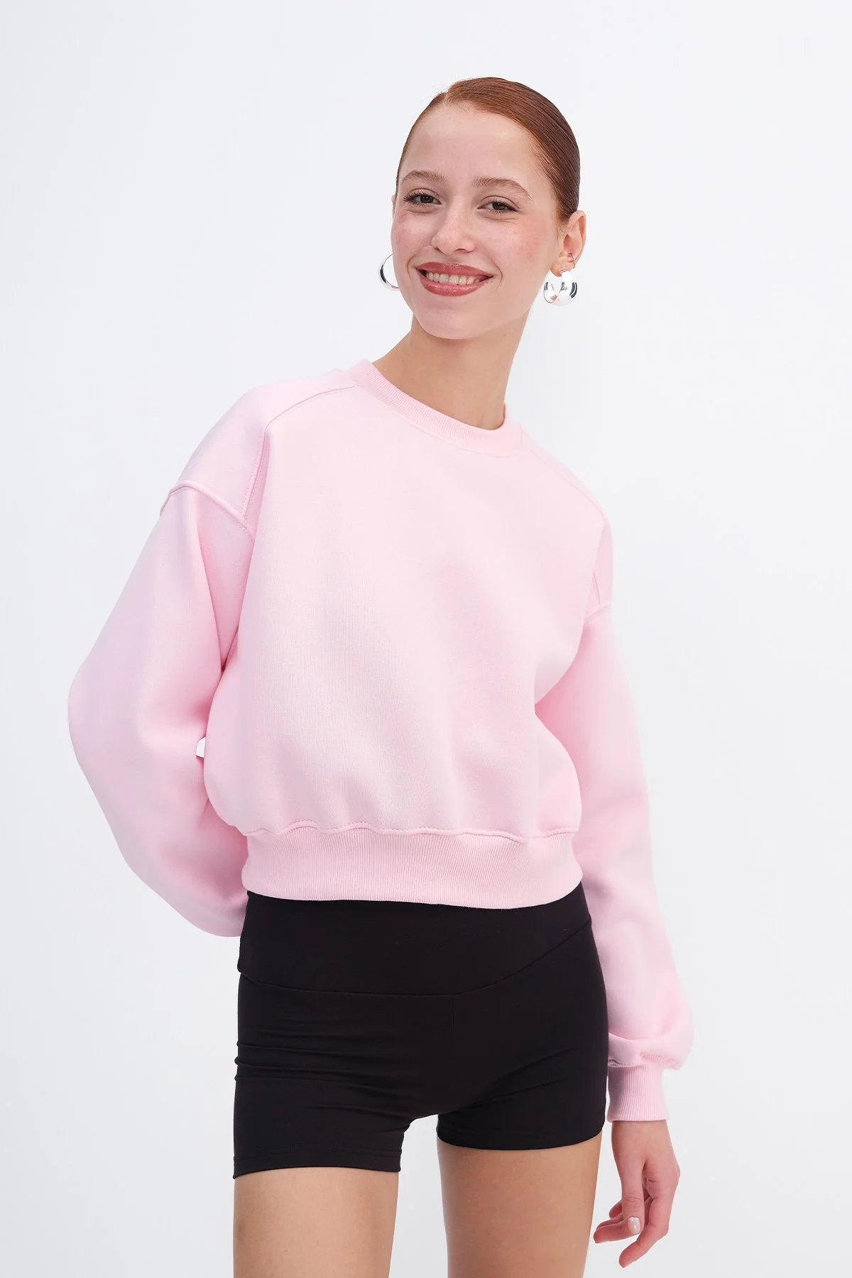 Brushed Crew Neck Basic Sweatshirt - Image 52