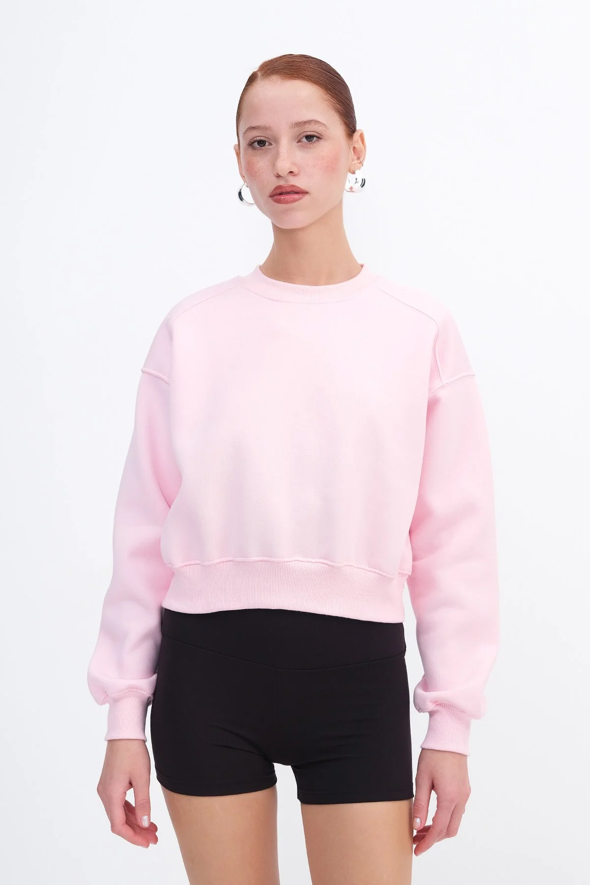 Brushed Crew Neck Basic Sweatshirt - Image 53