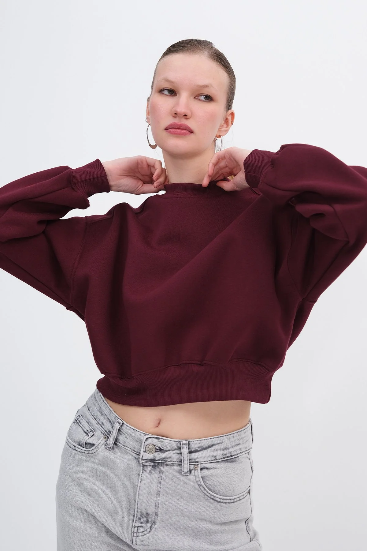 Brushed Crew Neck Basic Sweatshirt - Image 57
