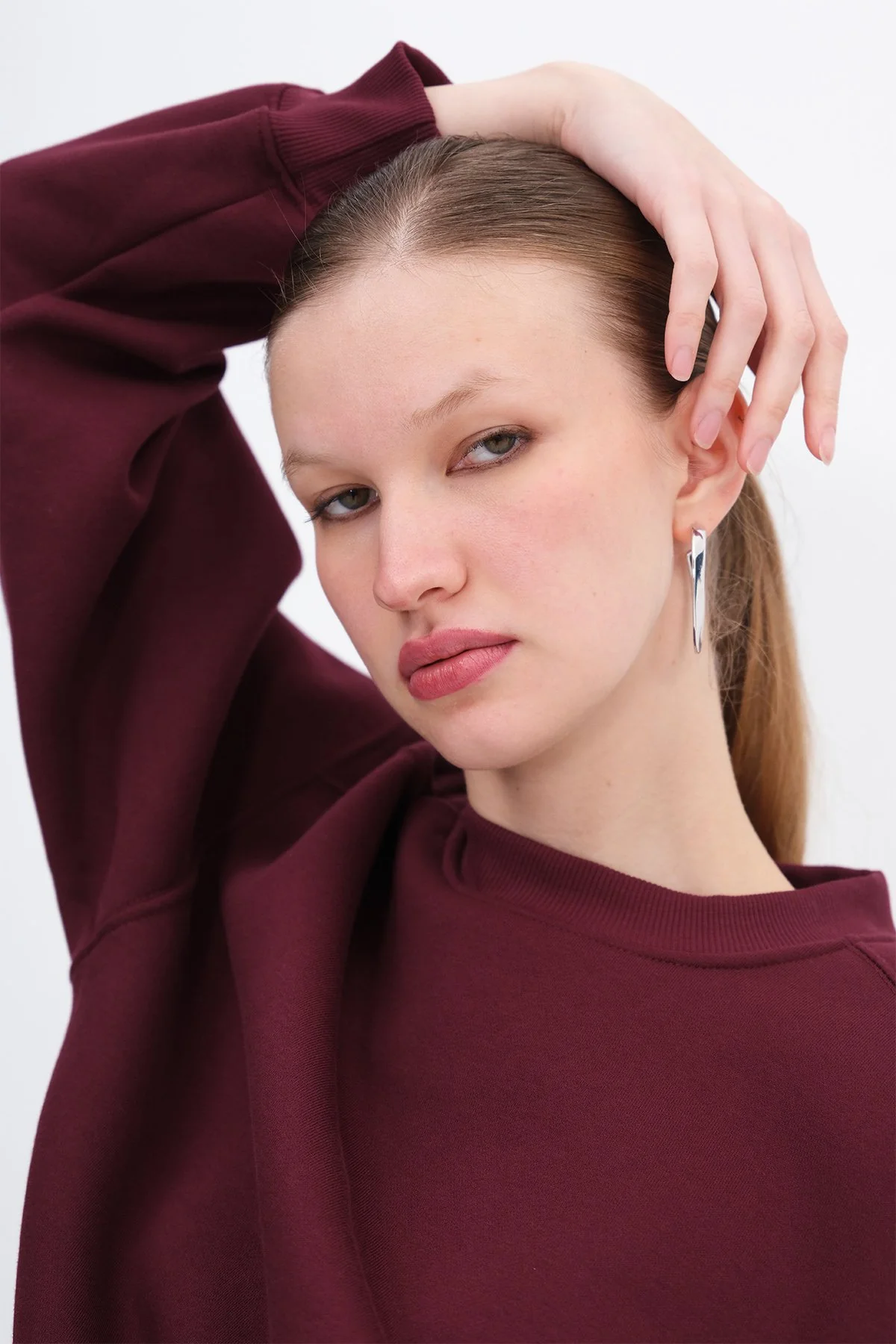 Brushed Crew Neck Basic Sweatshirt - Image 60
