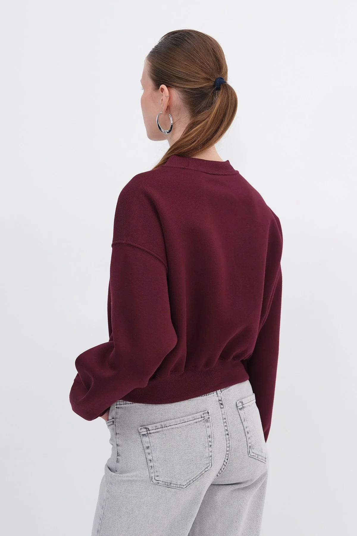 Brushed Crew Neck Basic Sweatshirt - Image 62