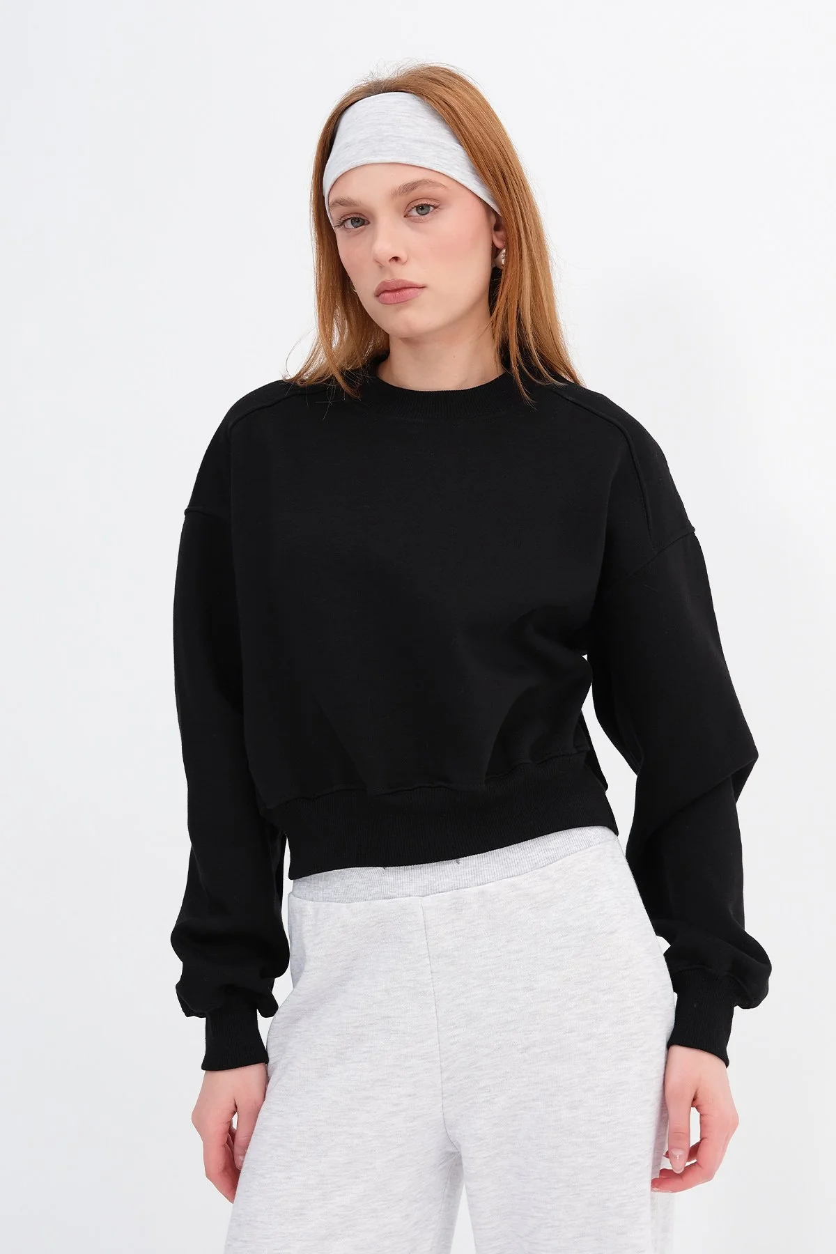 Brushed Crew Neck Basic Sweatshirt - Image 69