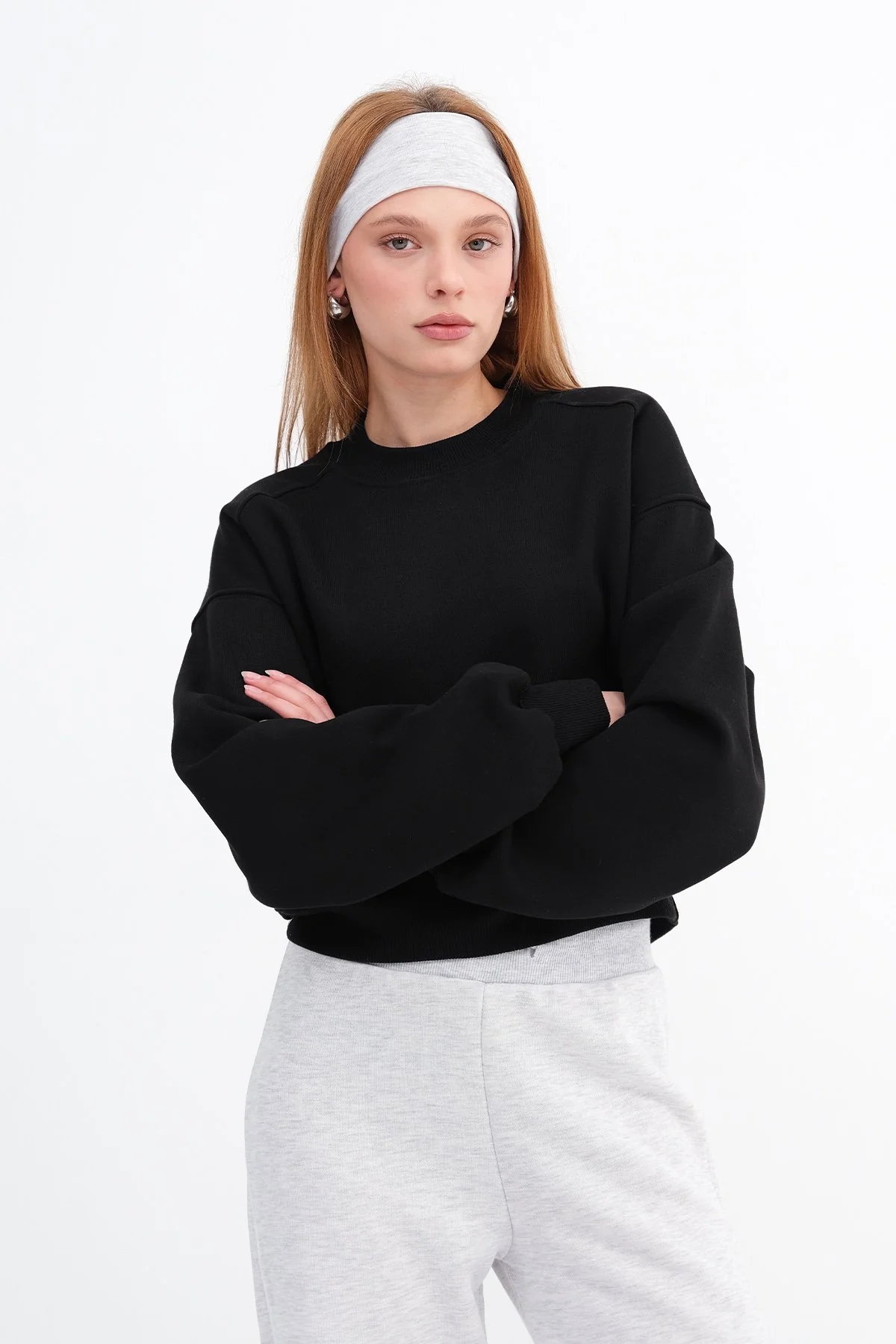 Brushed Crew Neck Basic Sweatshirt - Image 72