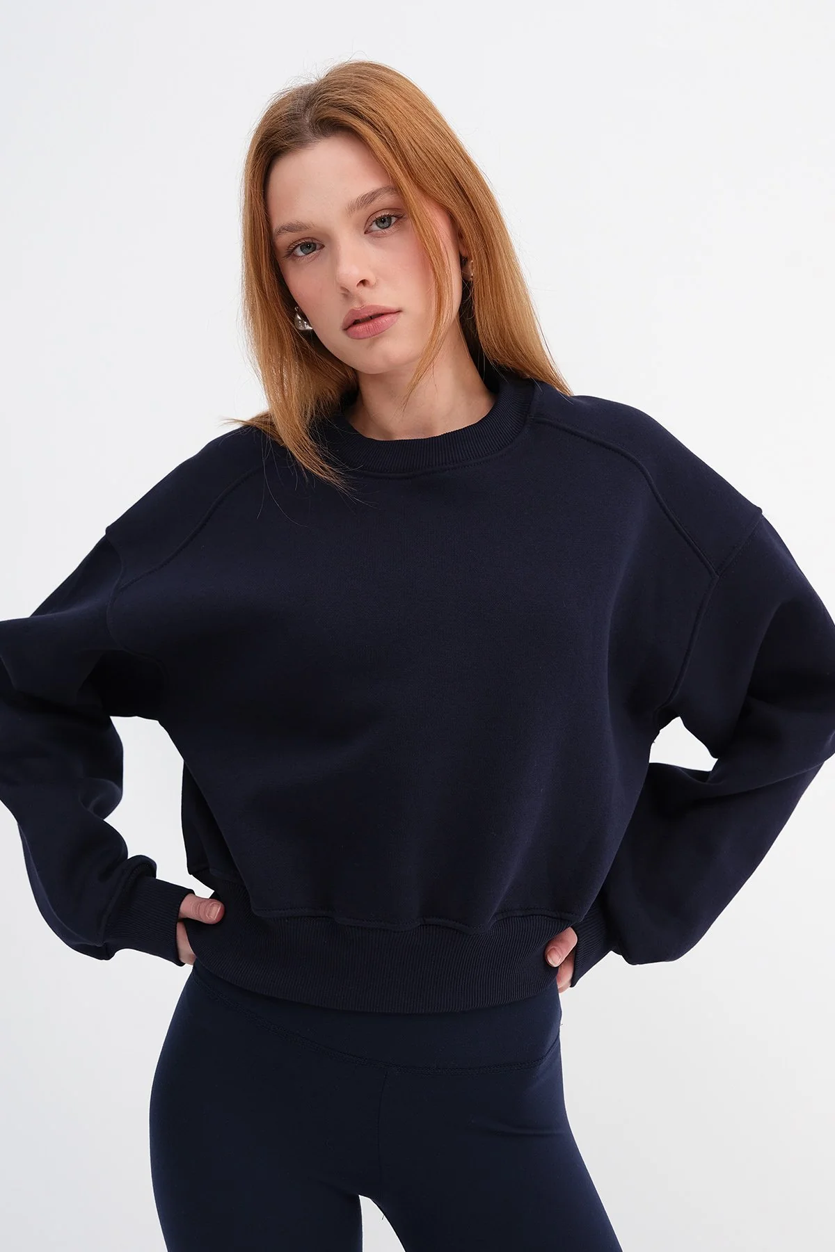 Brushed Crew Neck Basic Sweatshirt - Image 75