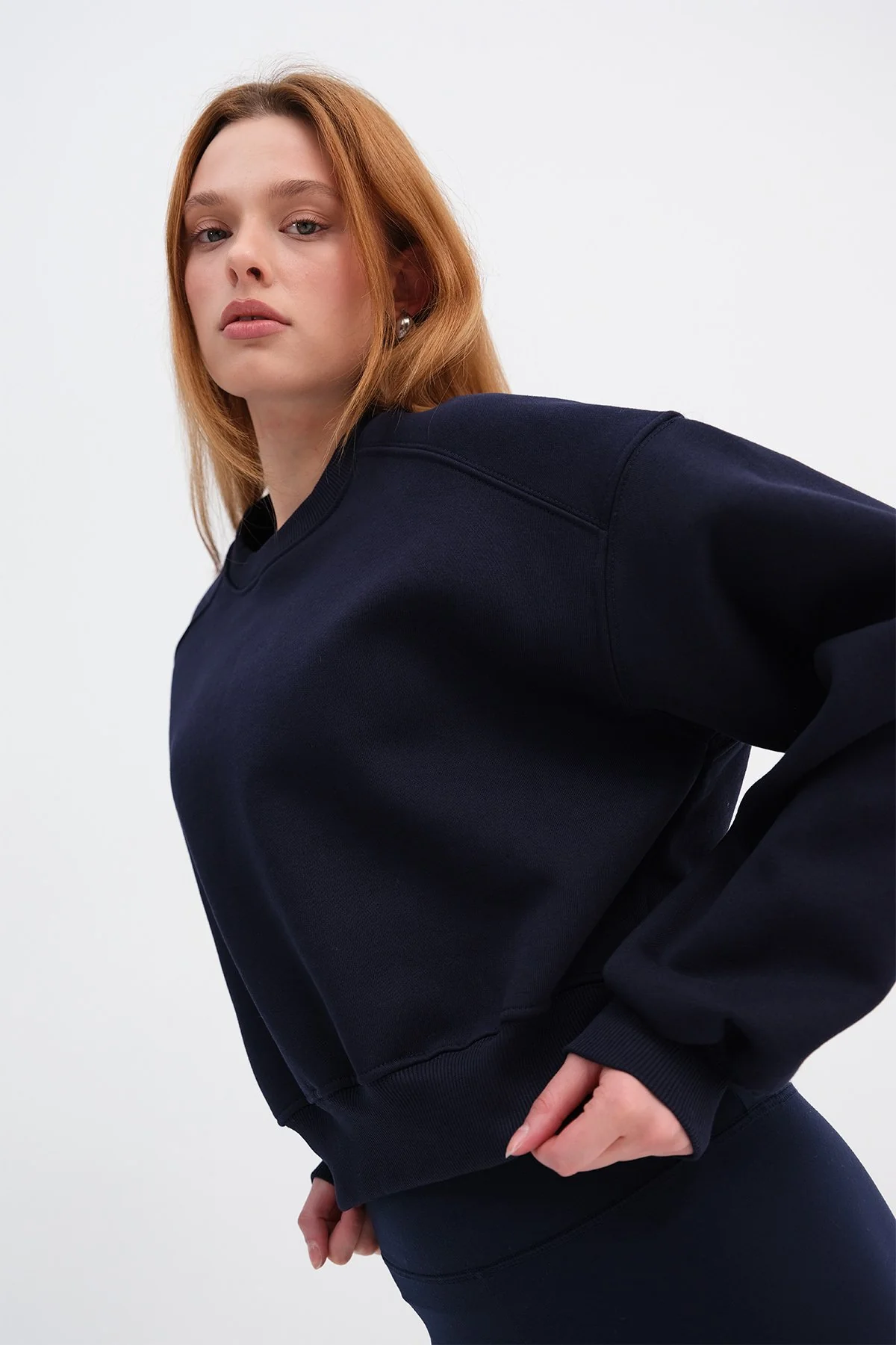 Brushed Crew Neck Basic Sweatshirt - Image 78