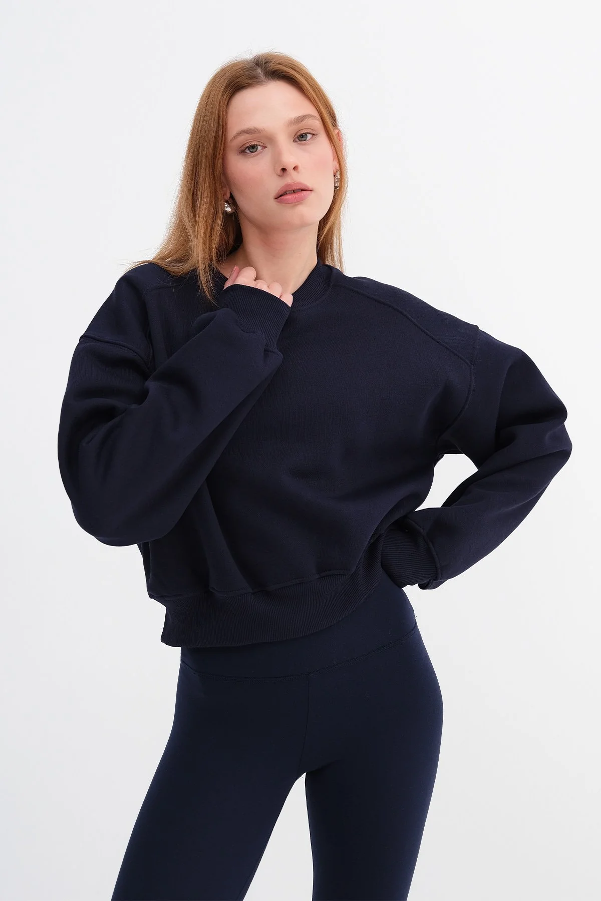 Brushed Crew Neck Basic Sweatshirt - Image 80
