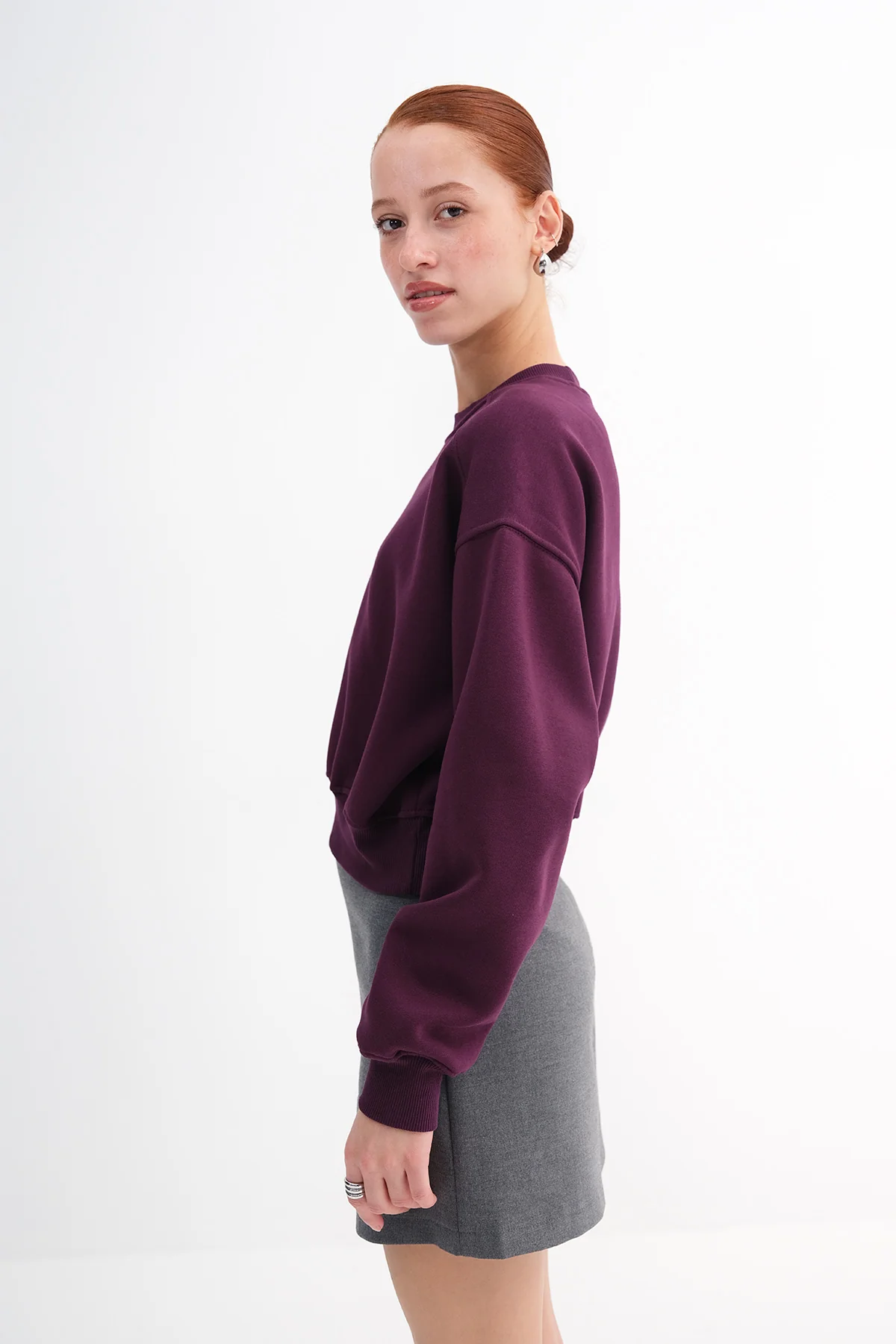 Brushed Crew Neck Basic Sweatshirt - Image 9