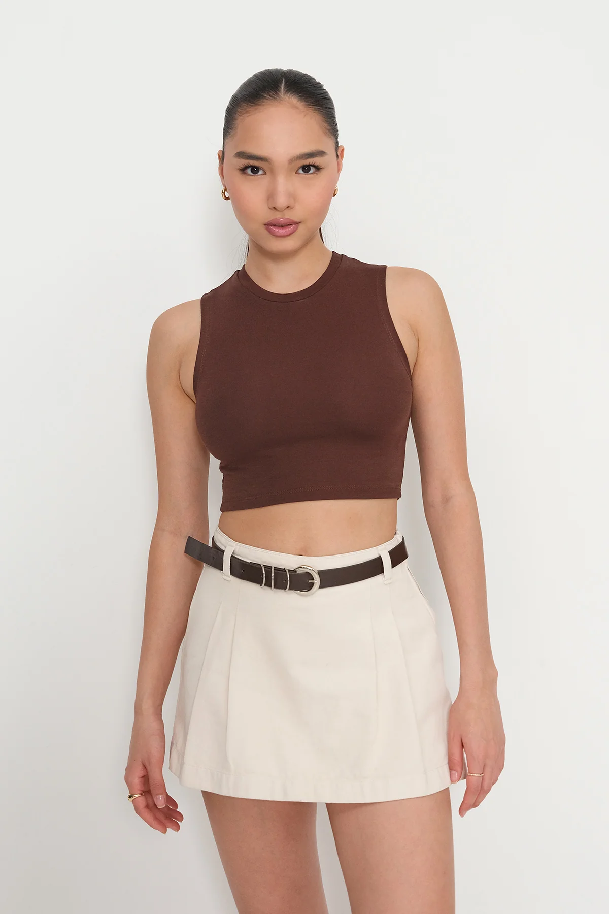 Crew Neck Crop Tank Top - Image 21