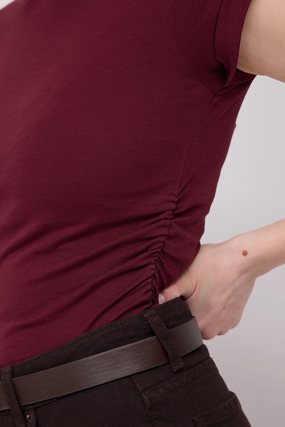 Crew Neck Side Gathered Blouse - Image 16