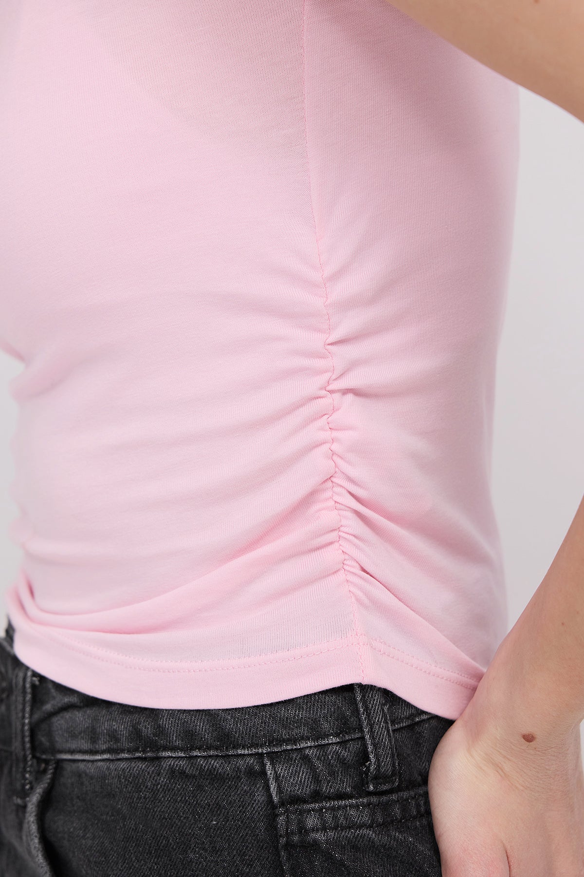 Crew Neck Side Gathered Blouse - Image 24