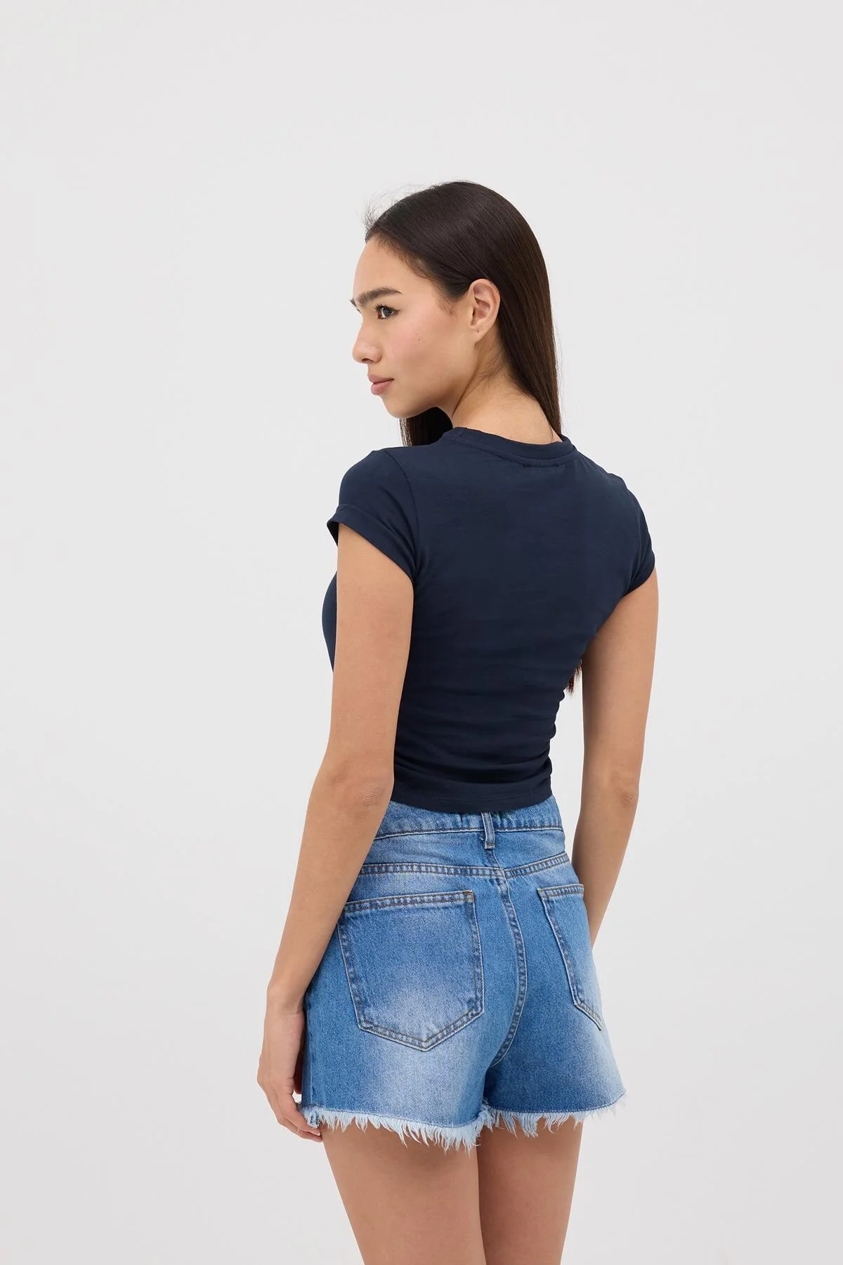 Crew Neck Side Gathered Blouse - Image 29