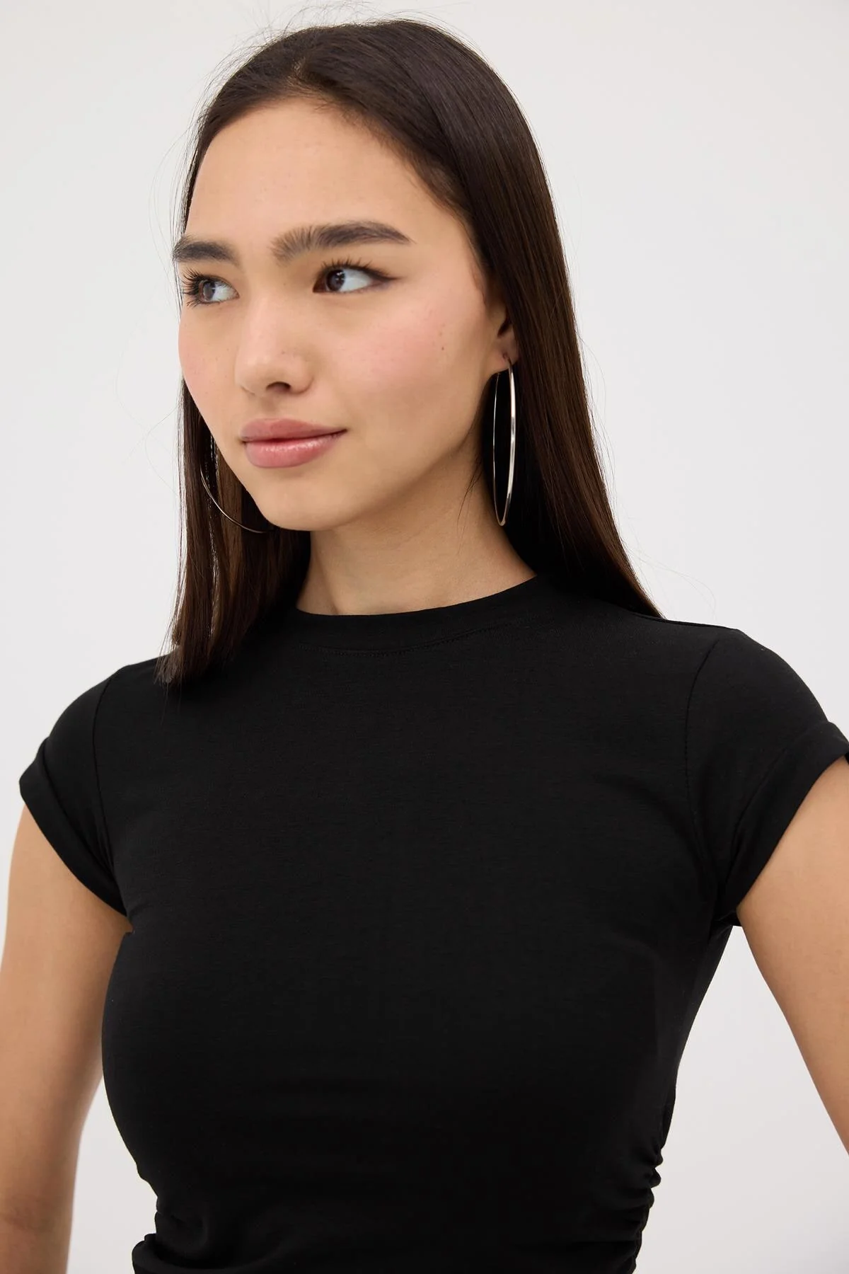 Crew Neck Side Gathered Blouse - Image 32