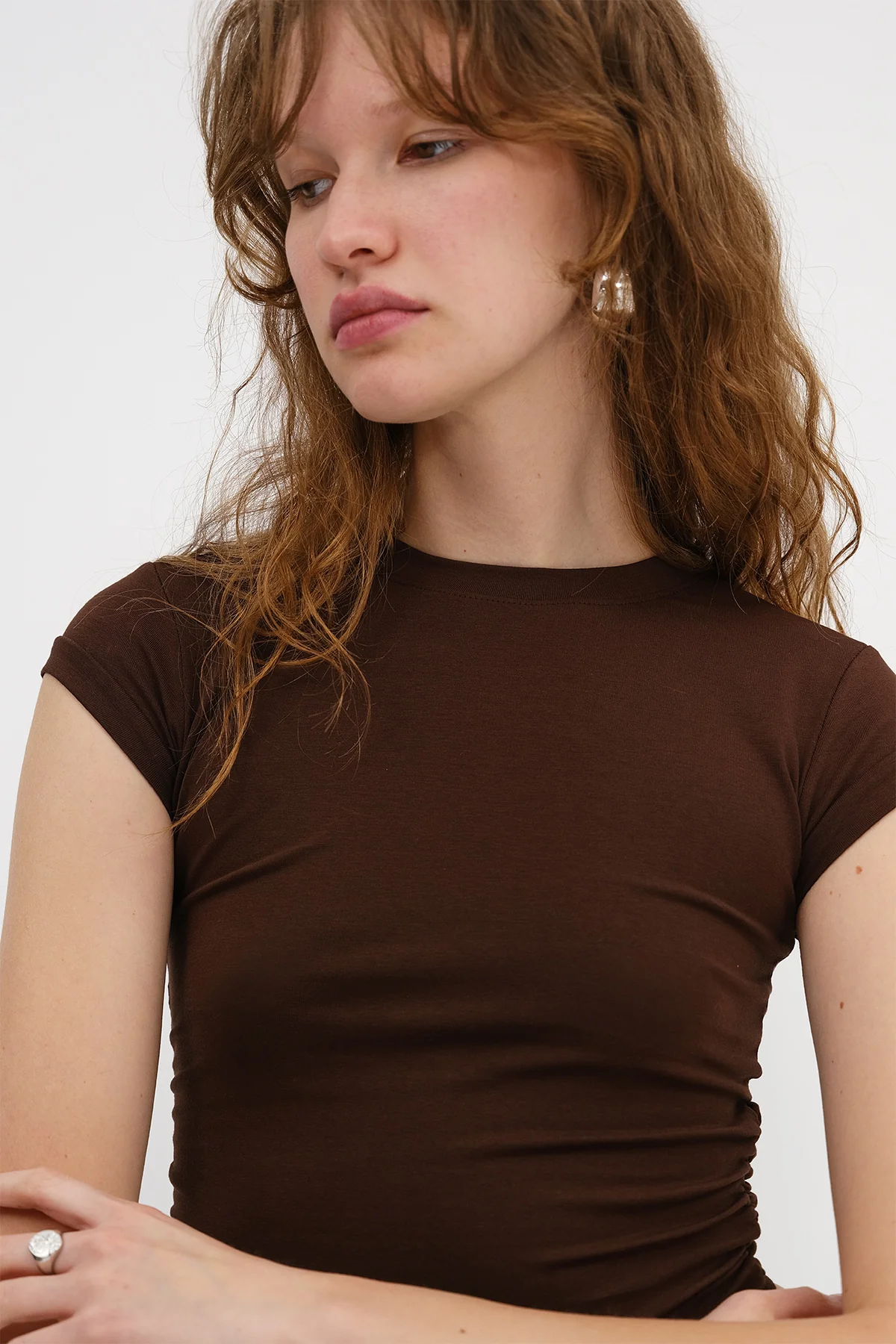 Crew Neck Side Gathered Blouse - Image 9