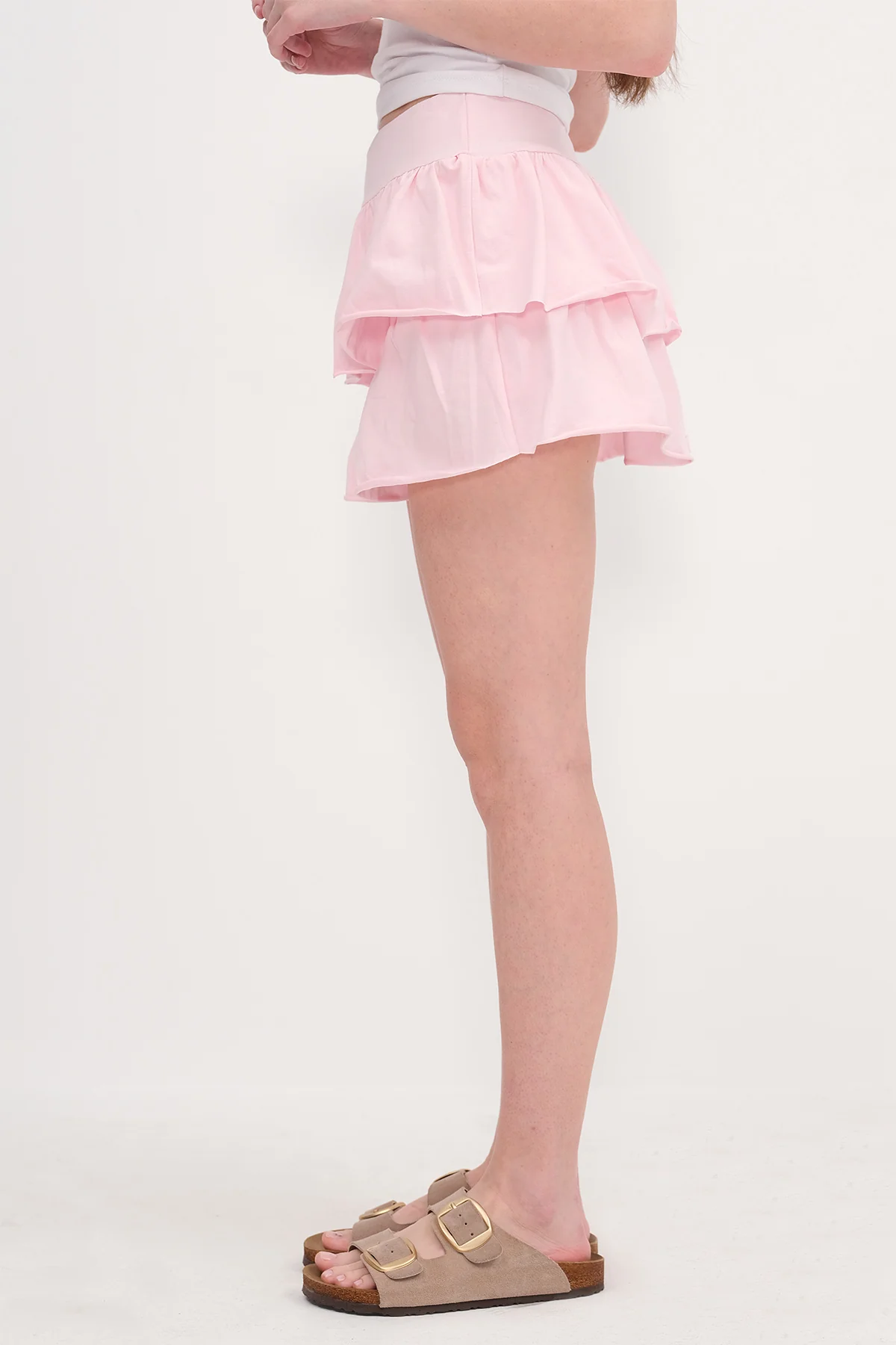 Elastic Waist Ruffle Mini Skirt - Image 21