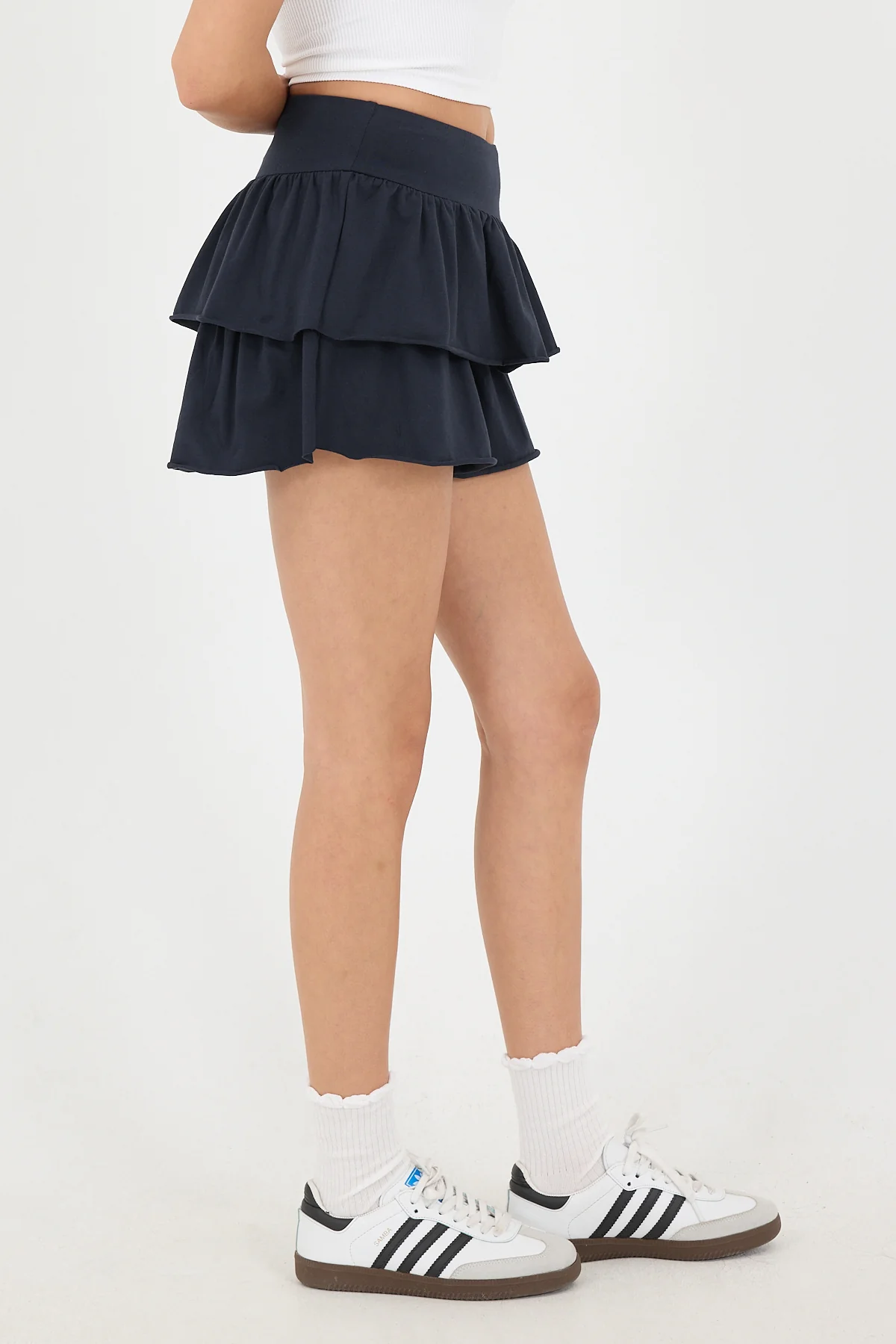 Elastic Waist Ruffle Mini Skirt - Image 29