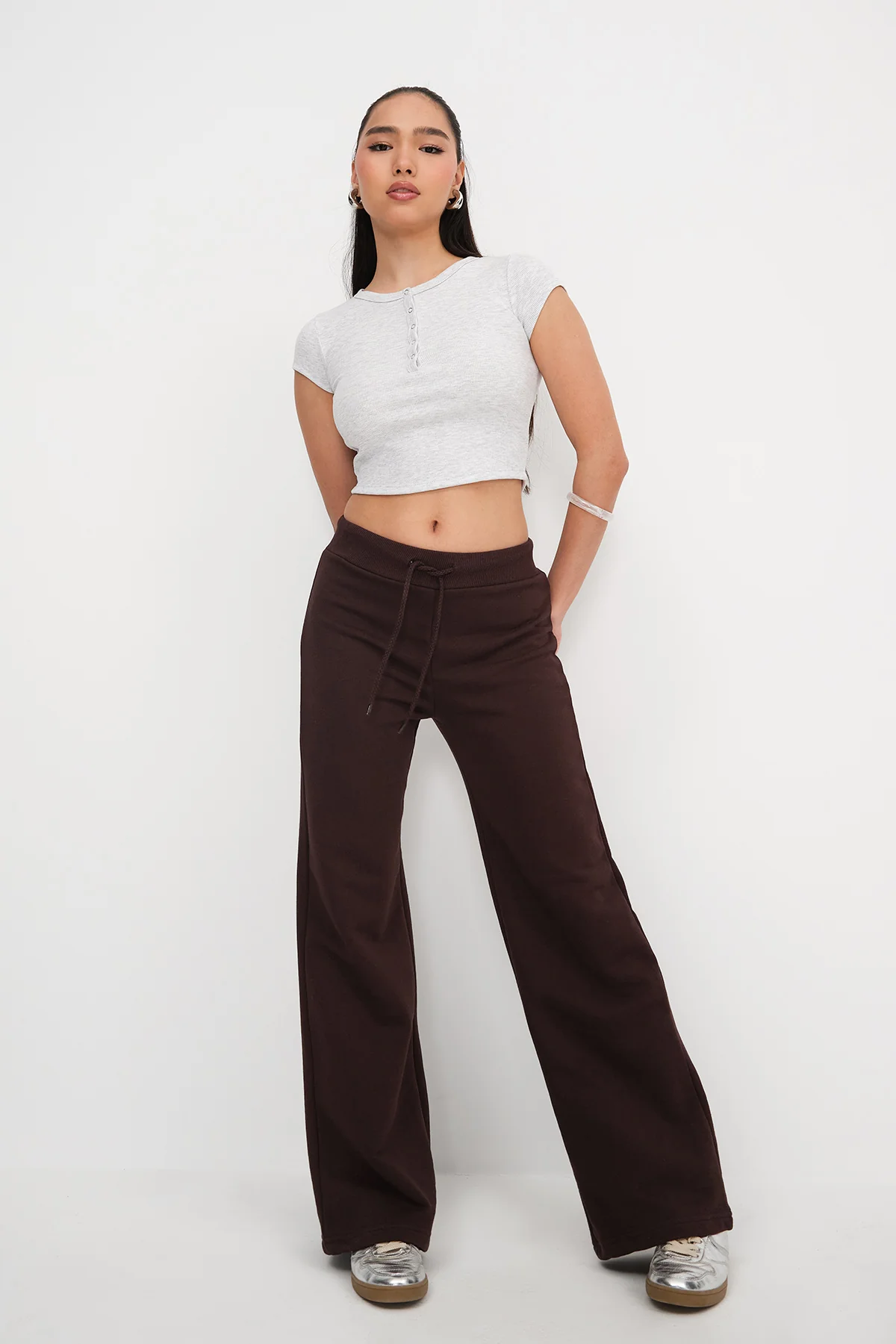 Elastic Waist Wide Leg Sweatpants - Image 25