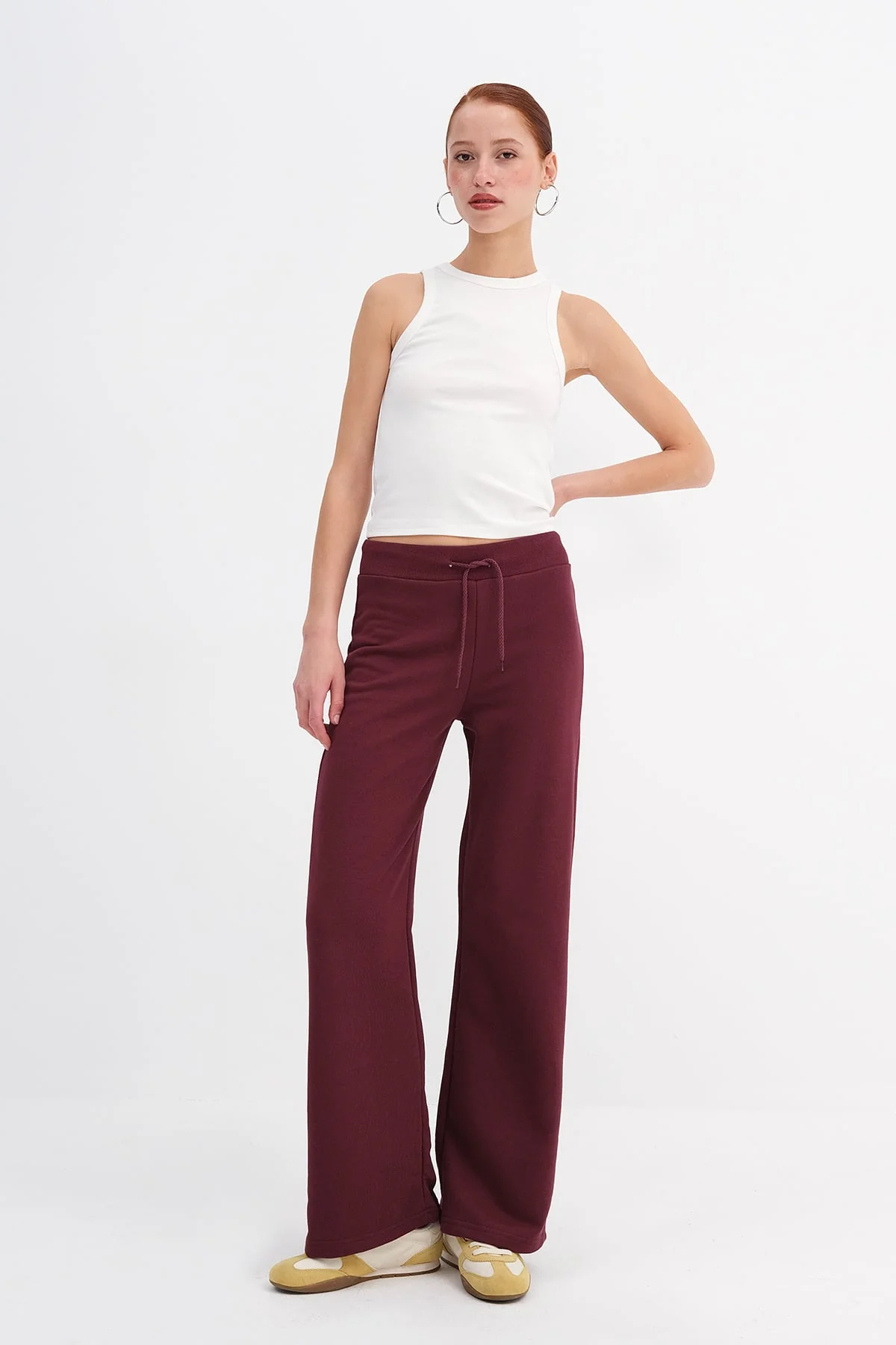 Elastic Waist Wide Leg Sweatpants - Image 4