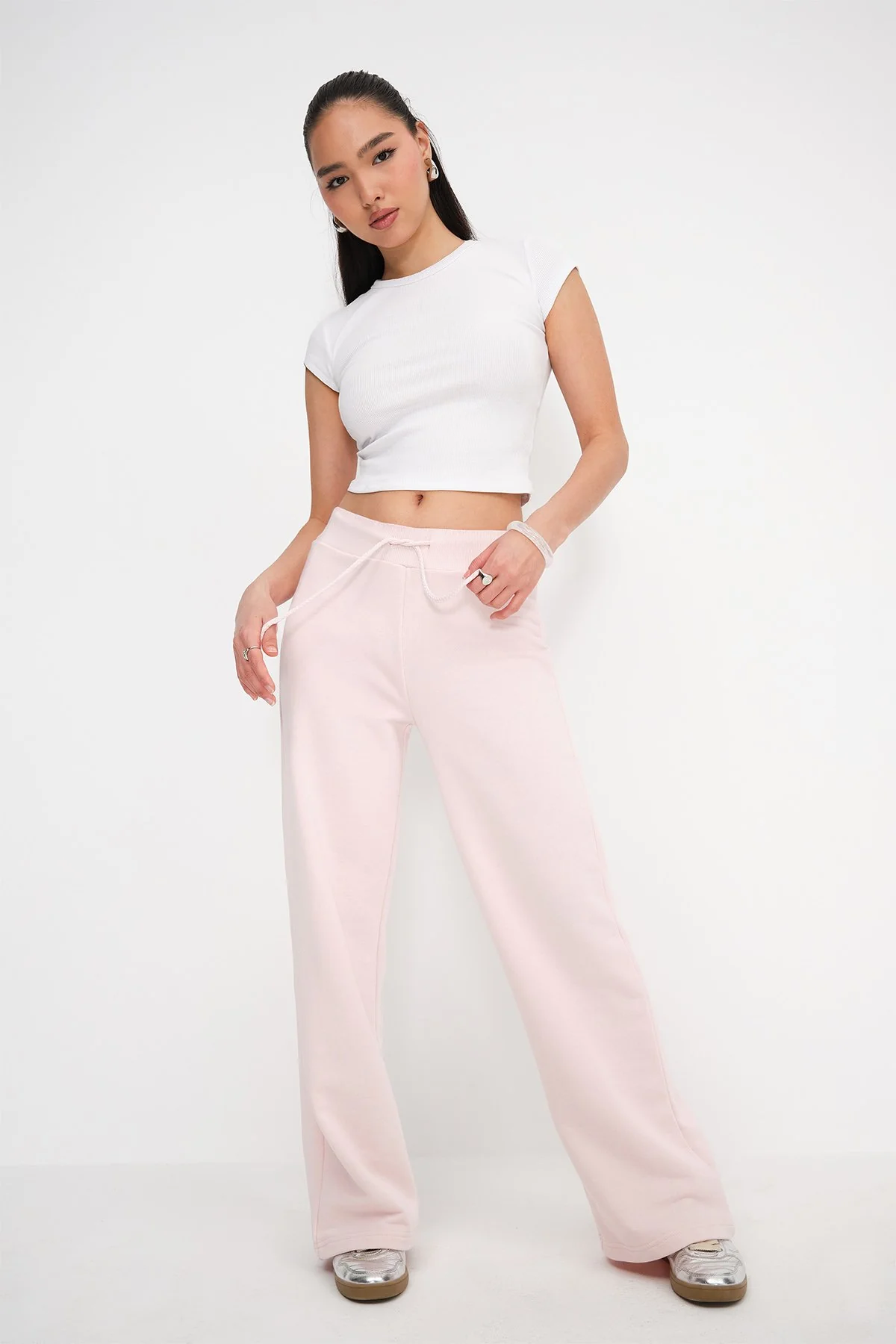 Elastic Waist Wide Leg Sweatpants - Image 42