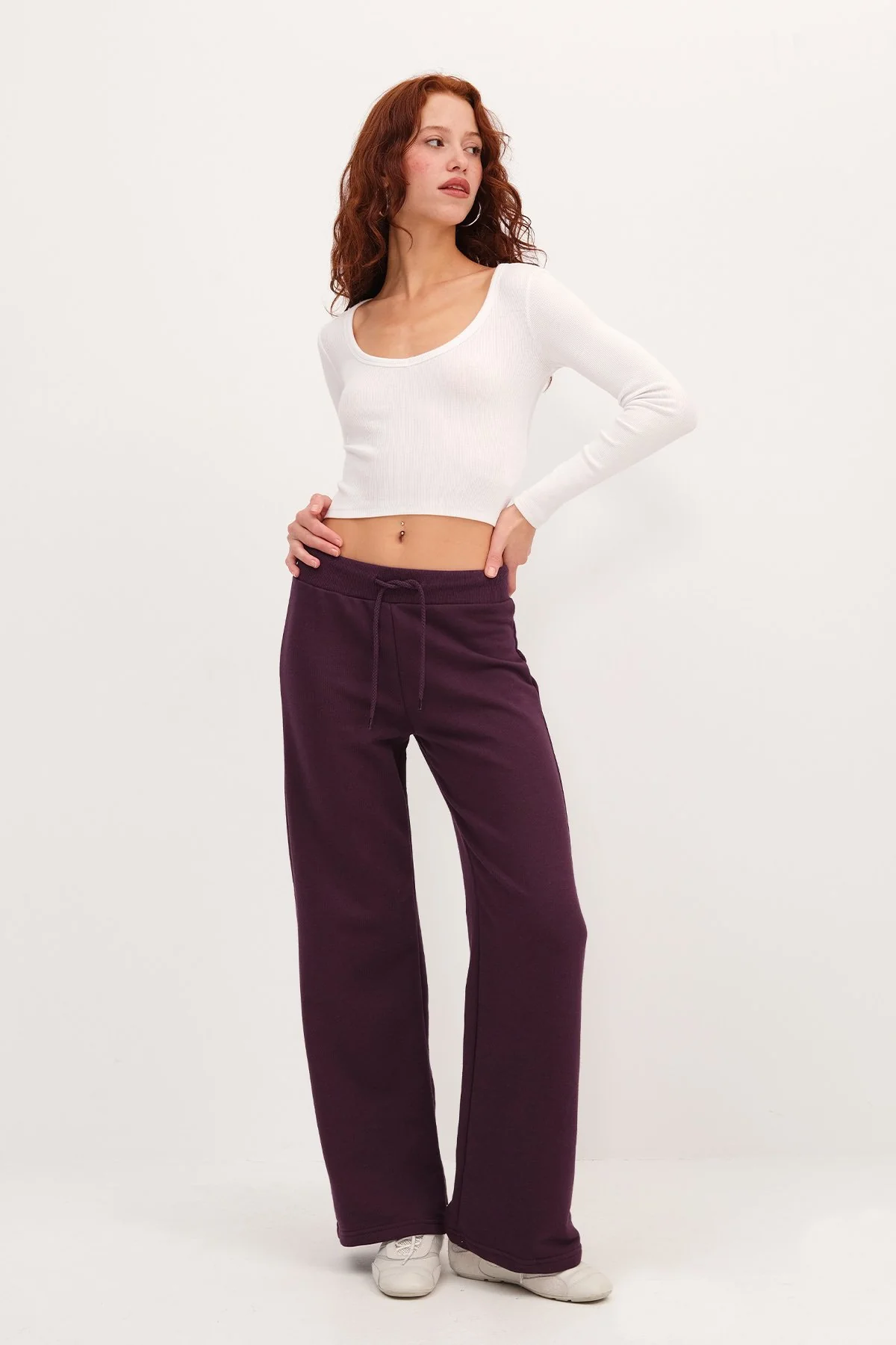 Elastic Waist Wide Leg Sweatpants - Image 54