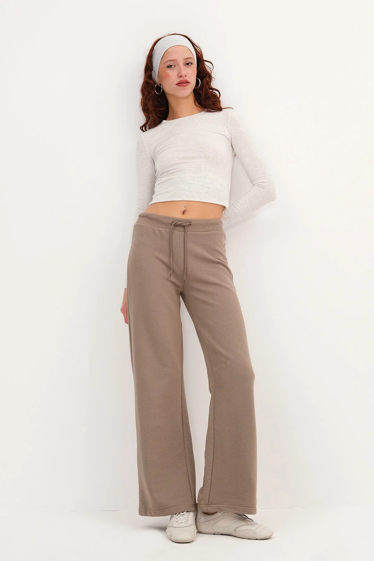 Elastic Waist Wide Leg Sweatpants - Image 60