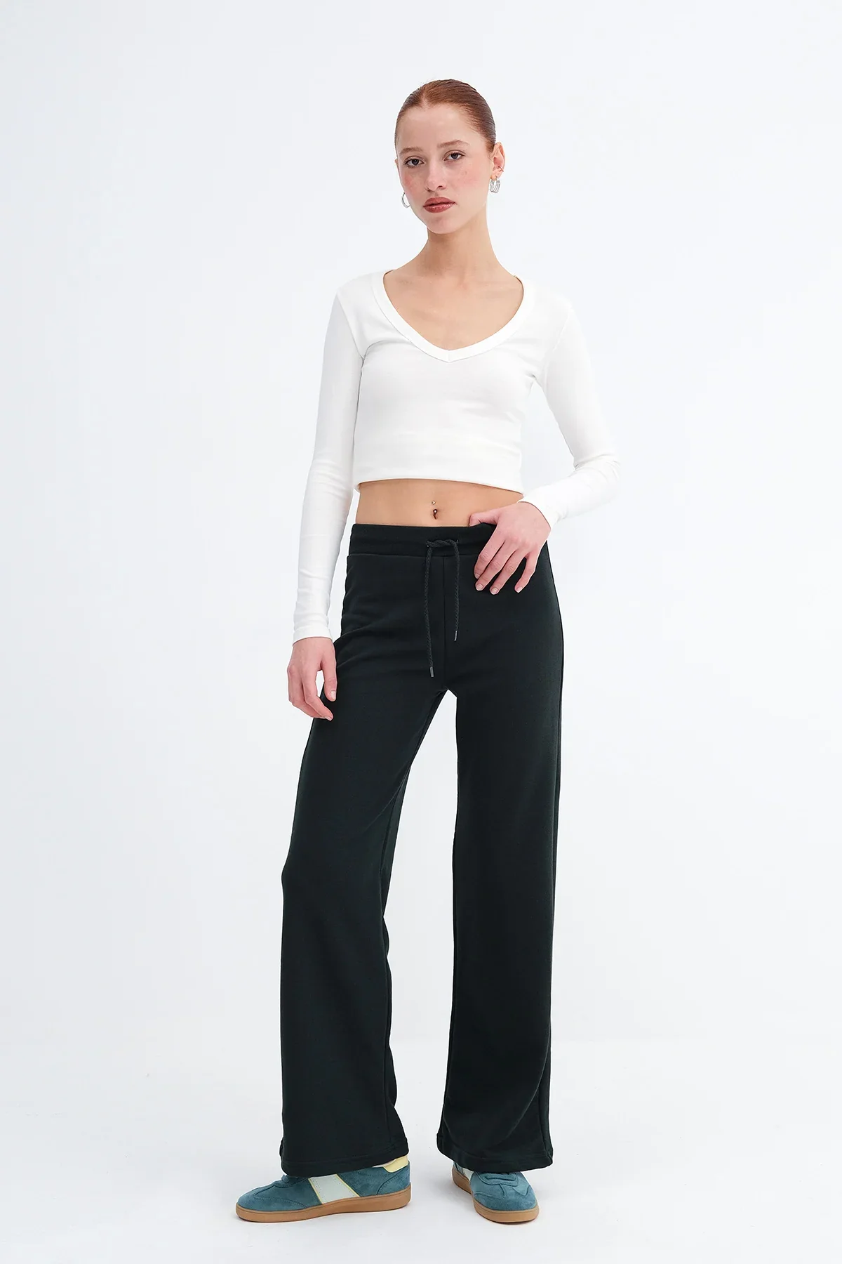 Elastic Waist Wide Leg Sweatpants - Image 72