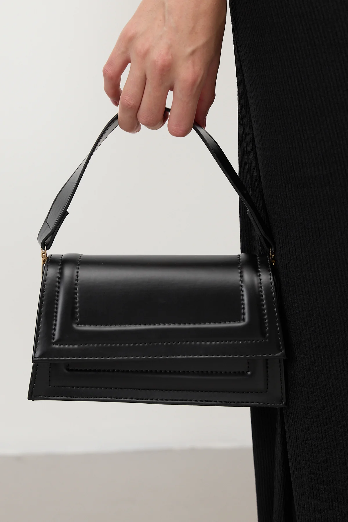 Faux Leather Baguette Hand and Shoulder Bag - Image 6