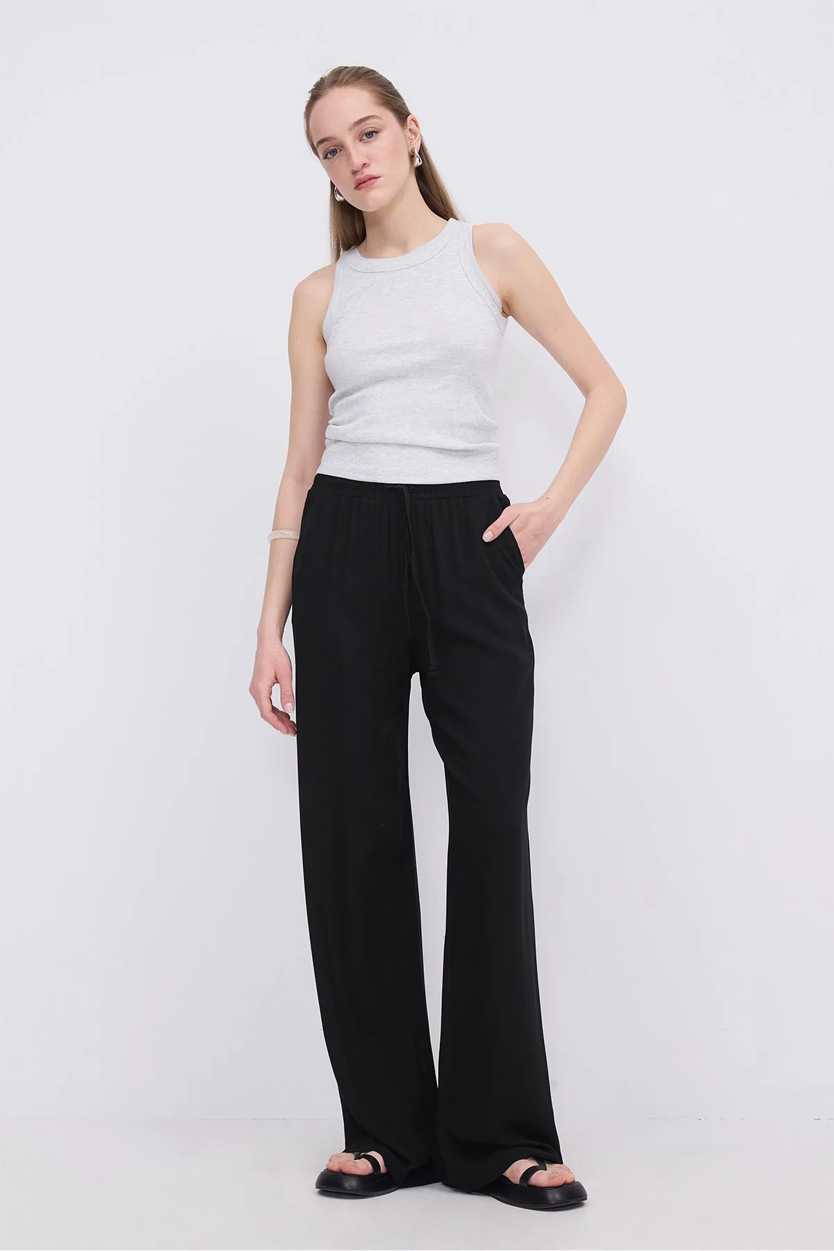 Front Tie Wide Leg Pants - Image 31