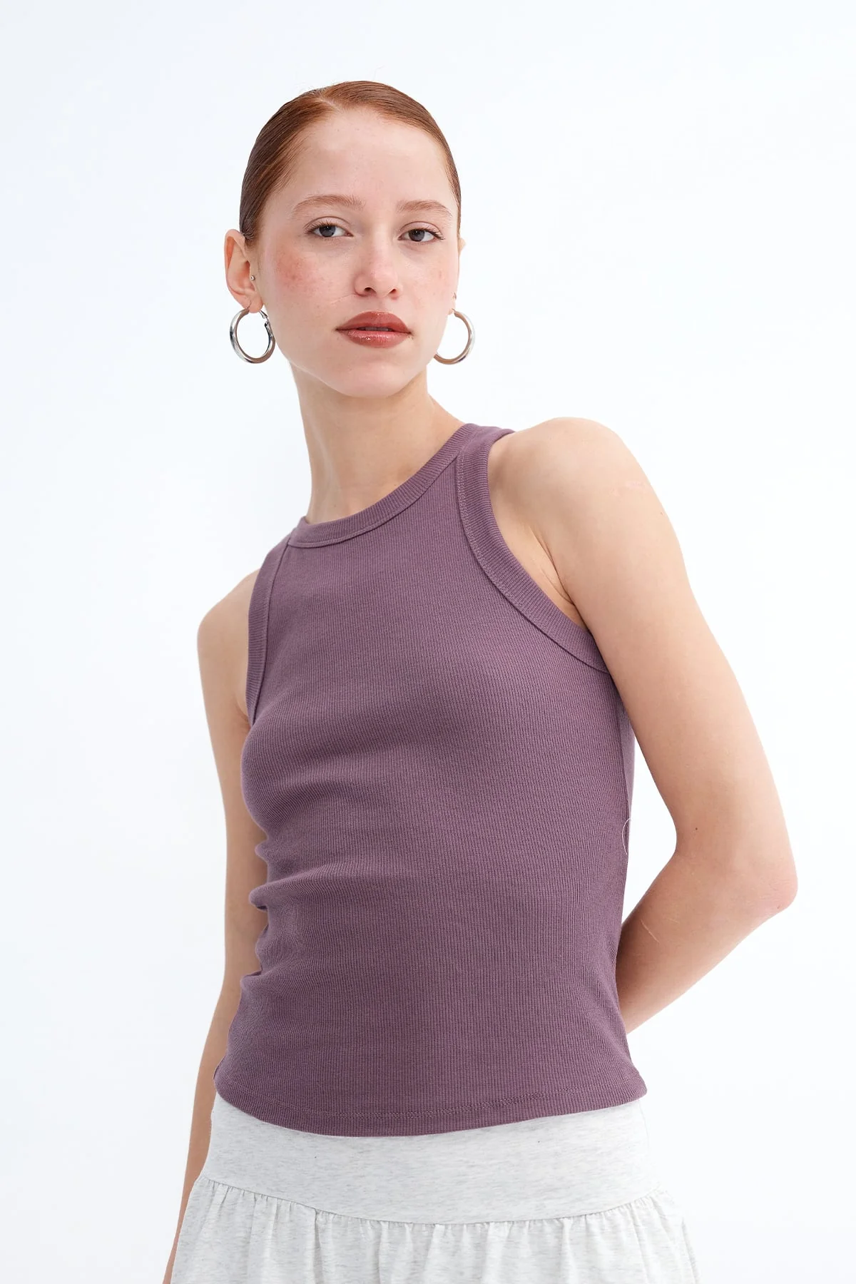 Halter Neck Top With Ribbed - Image 3