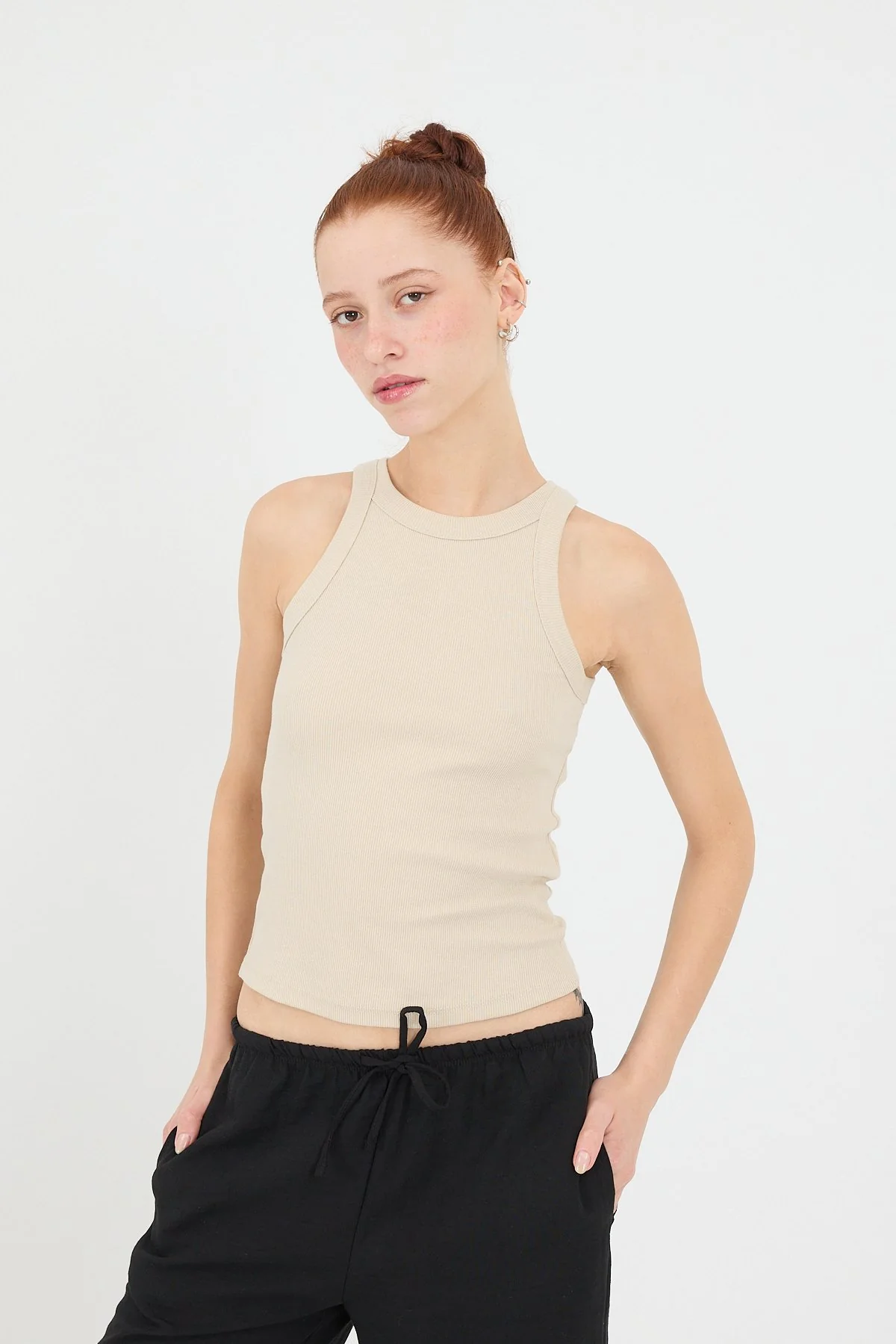 Halter Neck Top With Ribbed - Image 36