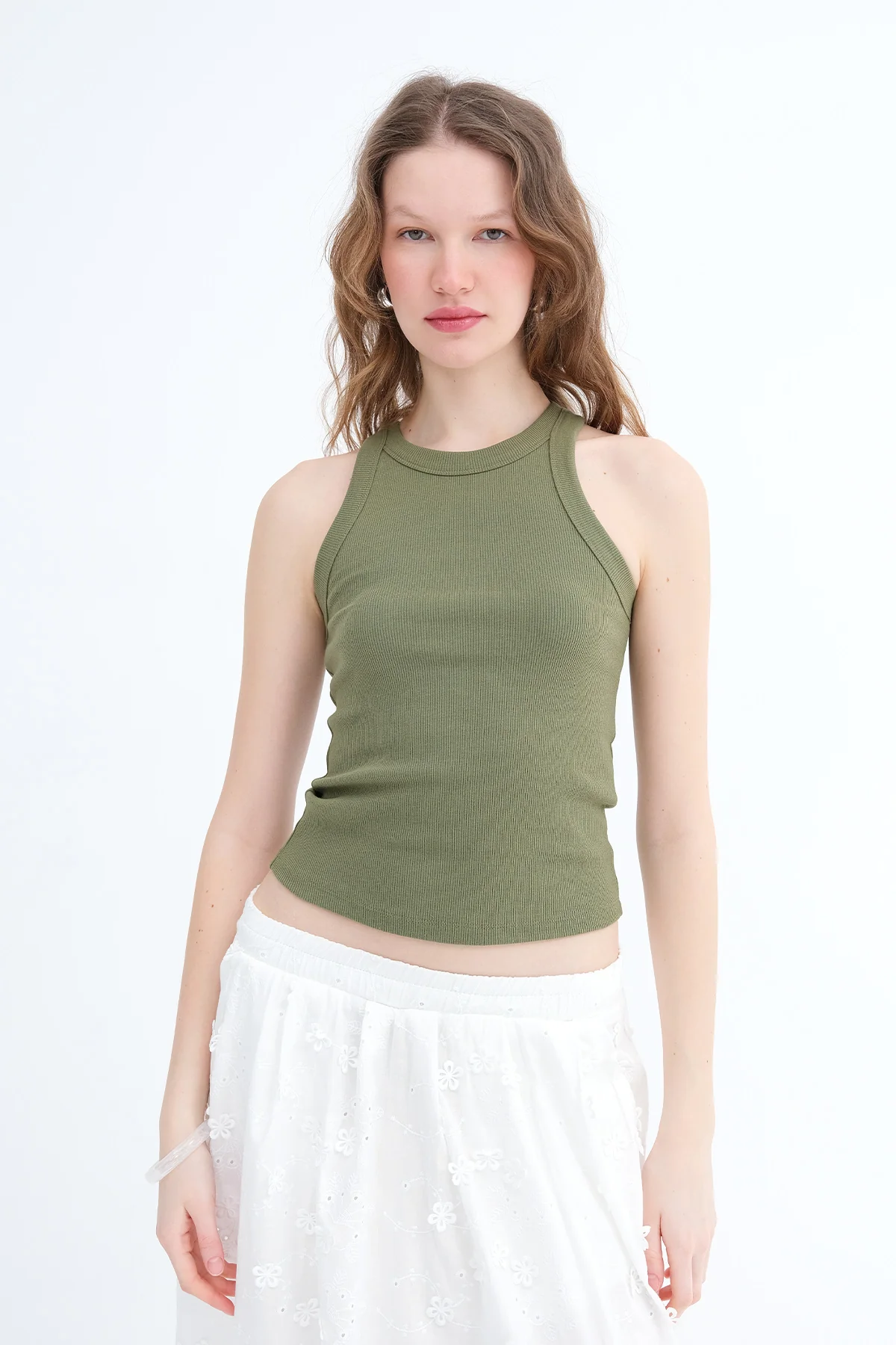 Halter Neck Top With Ribbed - Image 6