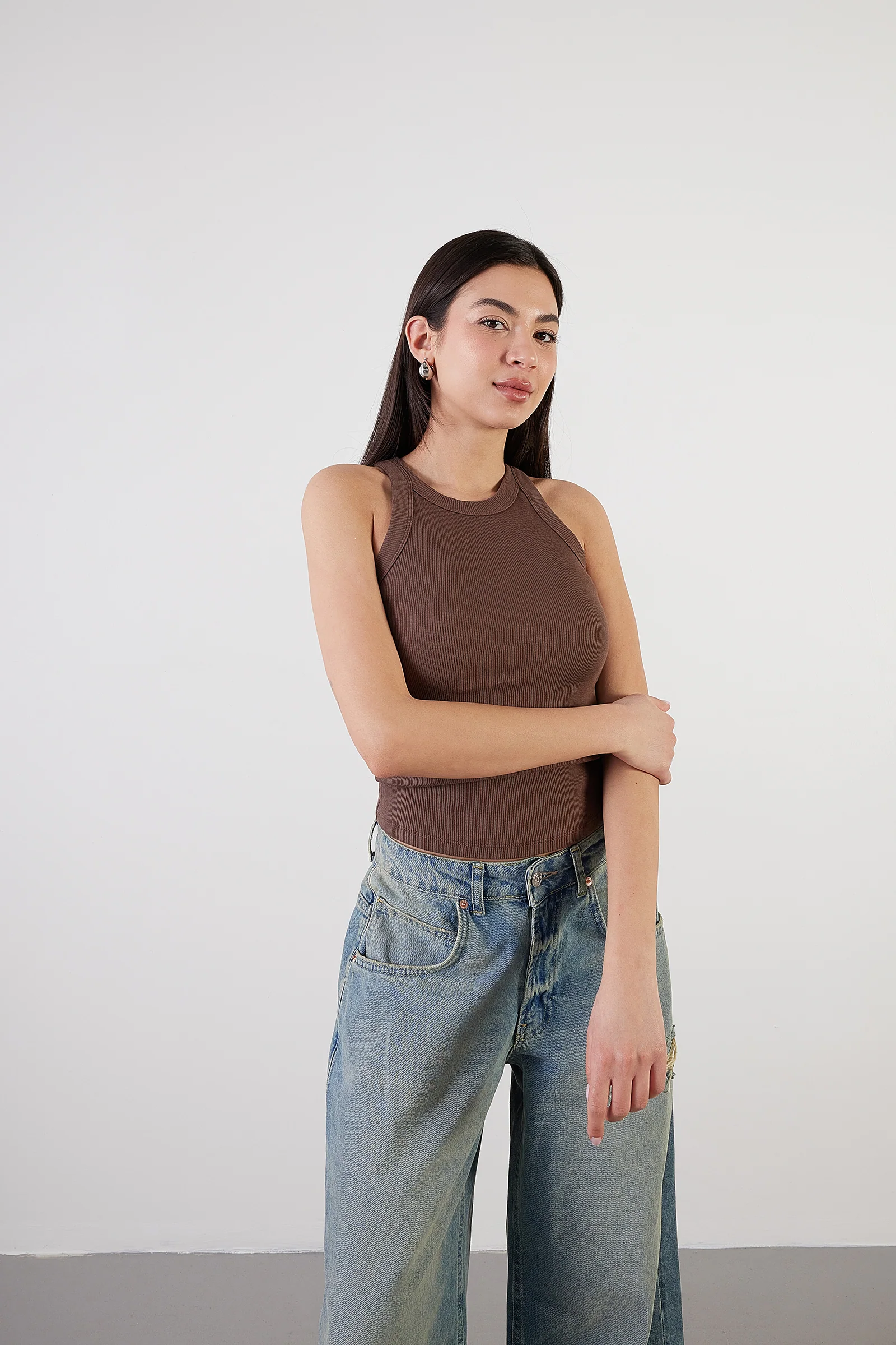 Halter Neck Top With Ribbed - Image 60