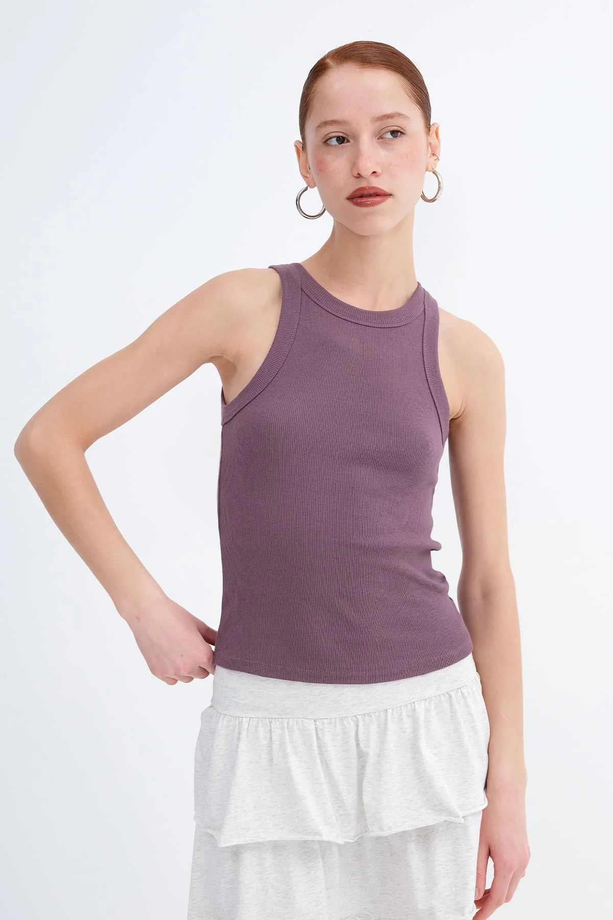 Halter Neck Top With Ribbed - Image 9